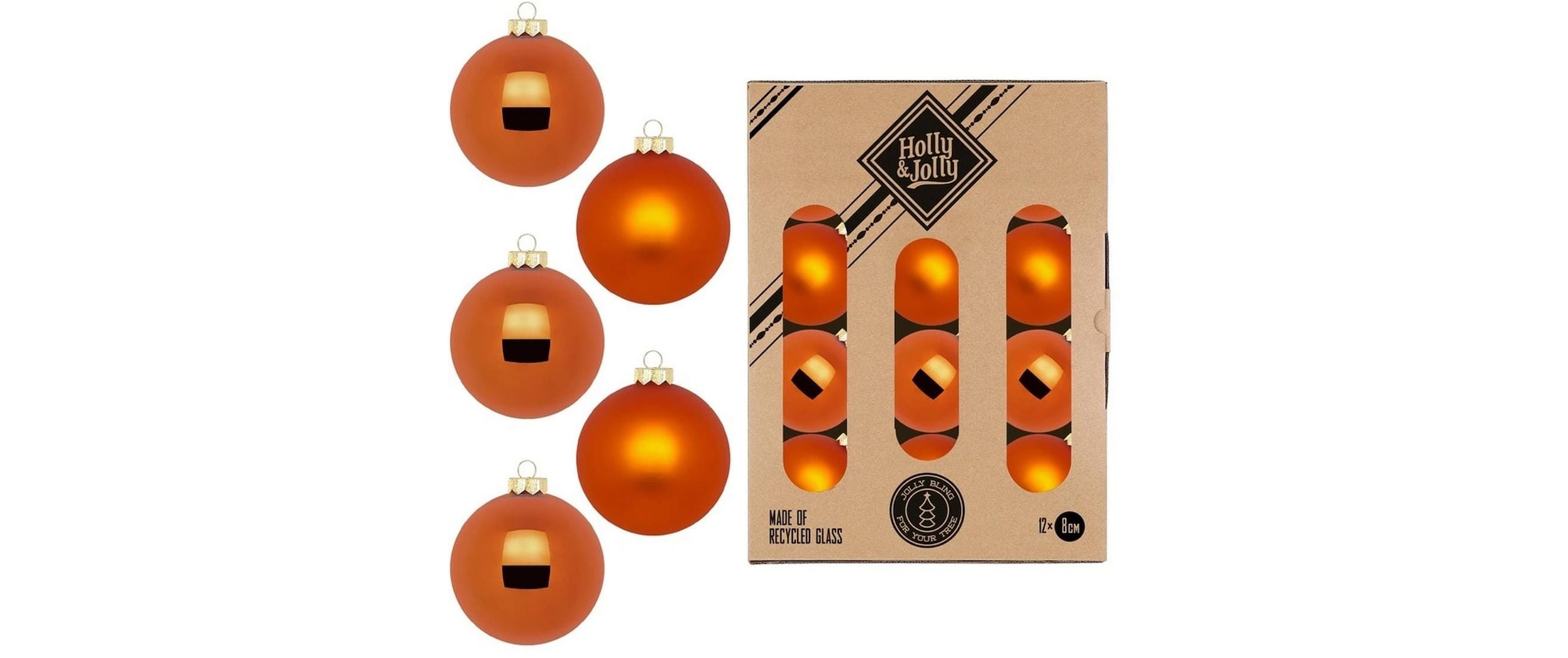   Weihnachtsbaumkugel »Holly & Jolly Weihnachtskugel Ø 8 cm, 12 Stück«