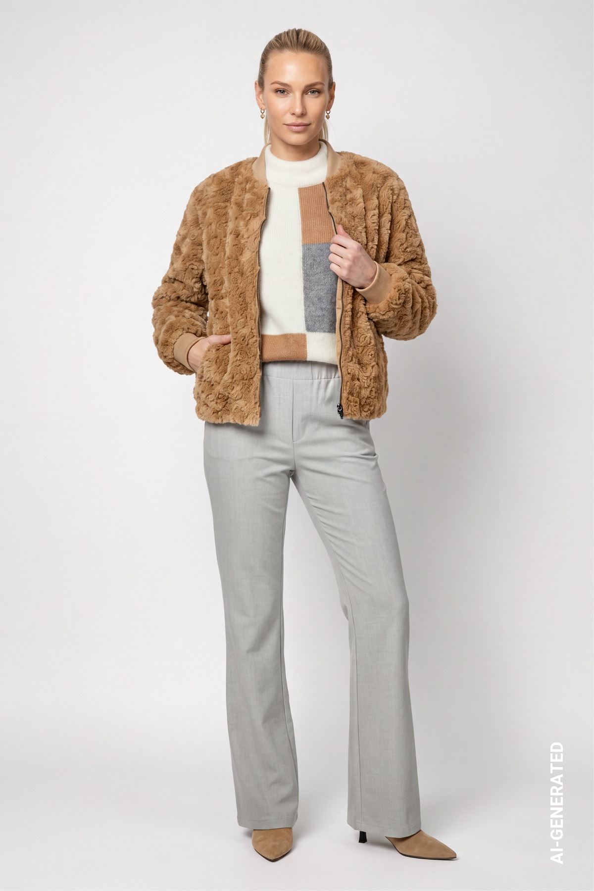 Monari Veste en fausse fourrure »Jacke fake fur« sans capuche Regular fit mit Kunstfell