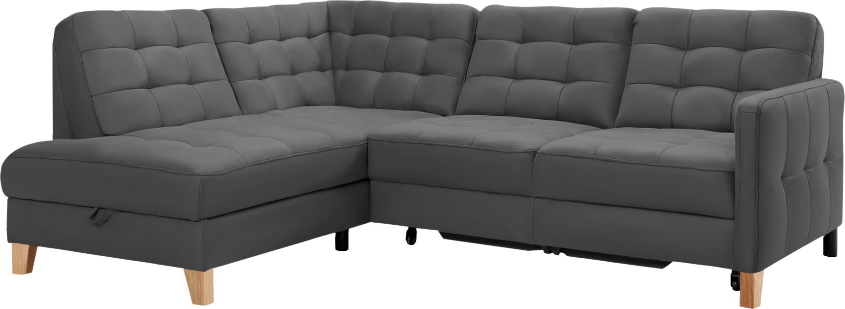 exxpo - sofa fashion Canapé d'angle »Elio, kompakt & bequem, zeitloses Design, Breite 228cm, L-Form« wahlweise mit Bettfunktion und Bettkasten