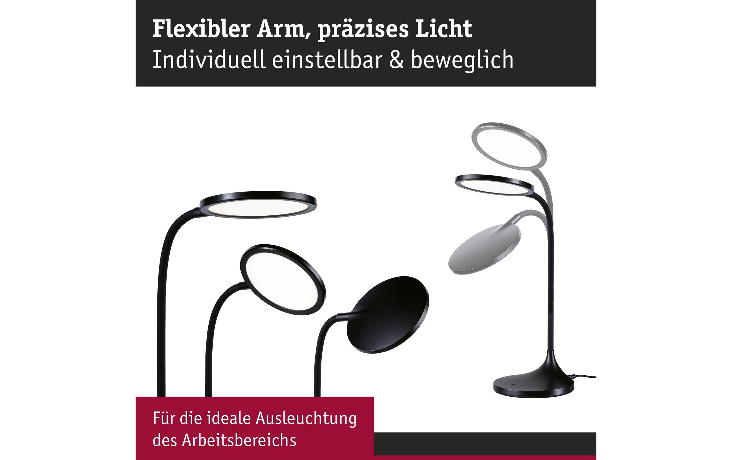 Paulmann LED Schreibtischlampe »Paulmann Schreibtischleuchte Schwarz, matt« LED-Modul warmweiss