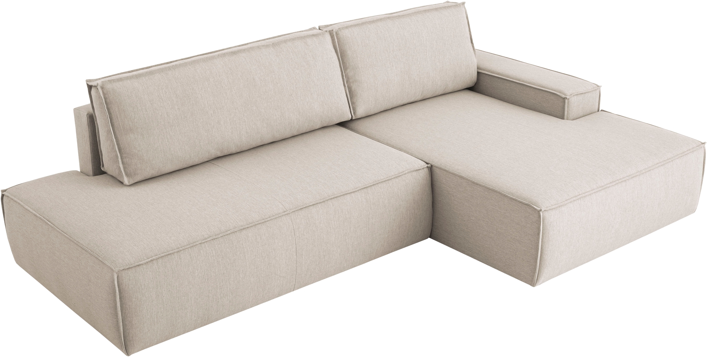 Home affaire Ecksofa »SHERWOOD,  Schlafsofa in L-Form offen (275cm), Cord, Leinenoptik« Schlaffunktion und Bettkasten, Kedernaht, hoher Sitz- & Liegekomfort,