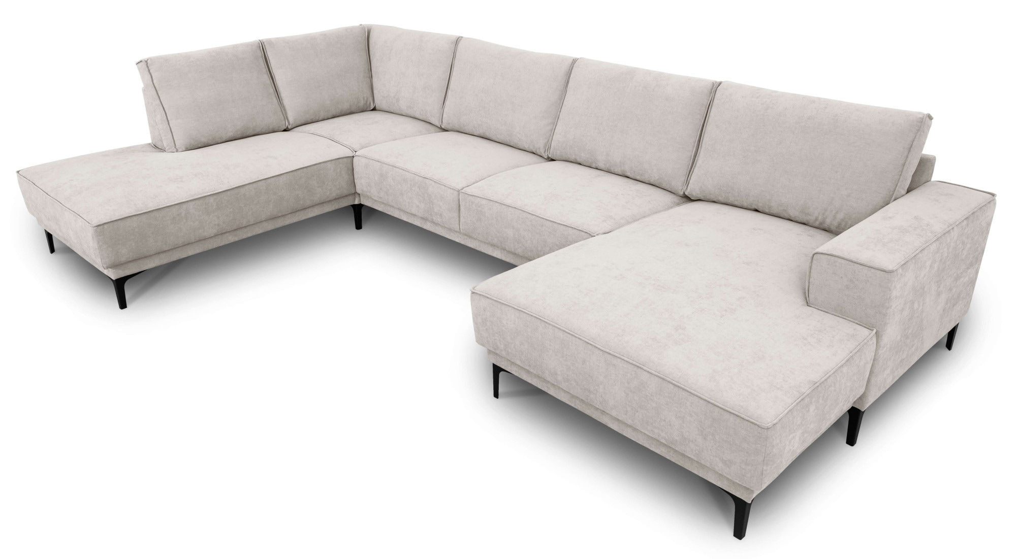 GOODproduct Paysage de salon »XXL Sofa Oland, Struktur, Flachgewebe, Luxus-Microfaser, Boucle« Forme en U, 345 cm, suspension à ressorts ondulés, design scandinave, pieds en métal