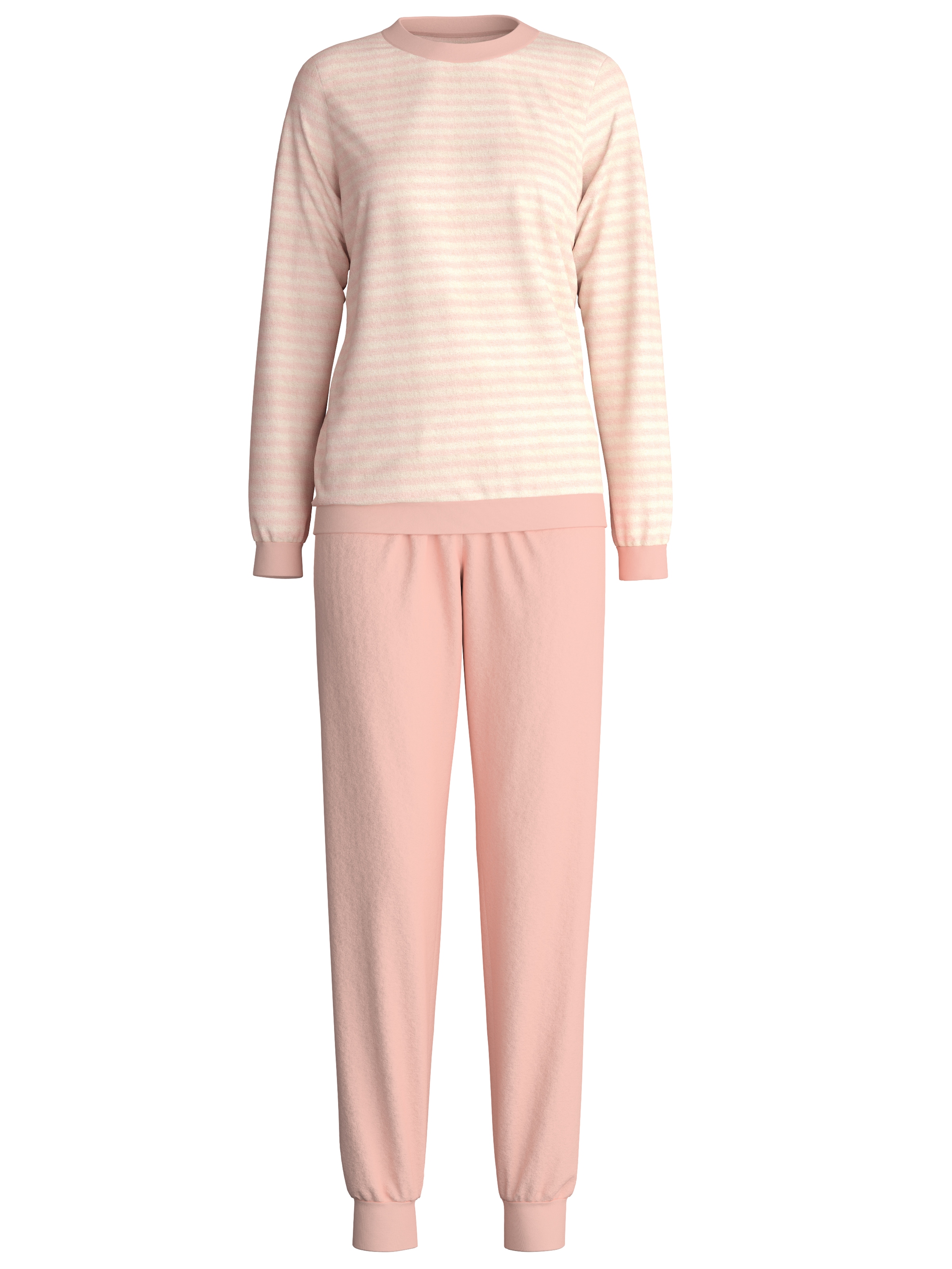 CALIDA Pyjama »Soft Dreams« 2 cuis tlg., Ringel-Design, warm, weich, Frottee-Qualität, Cotton-Mix