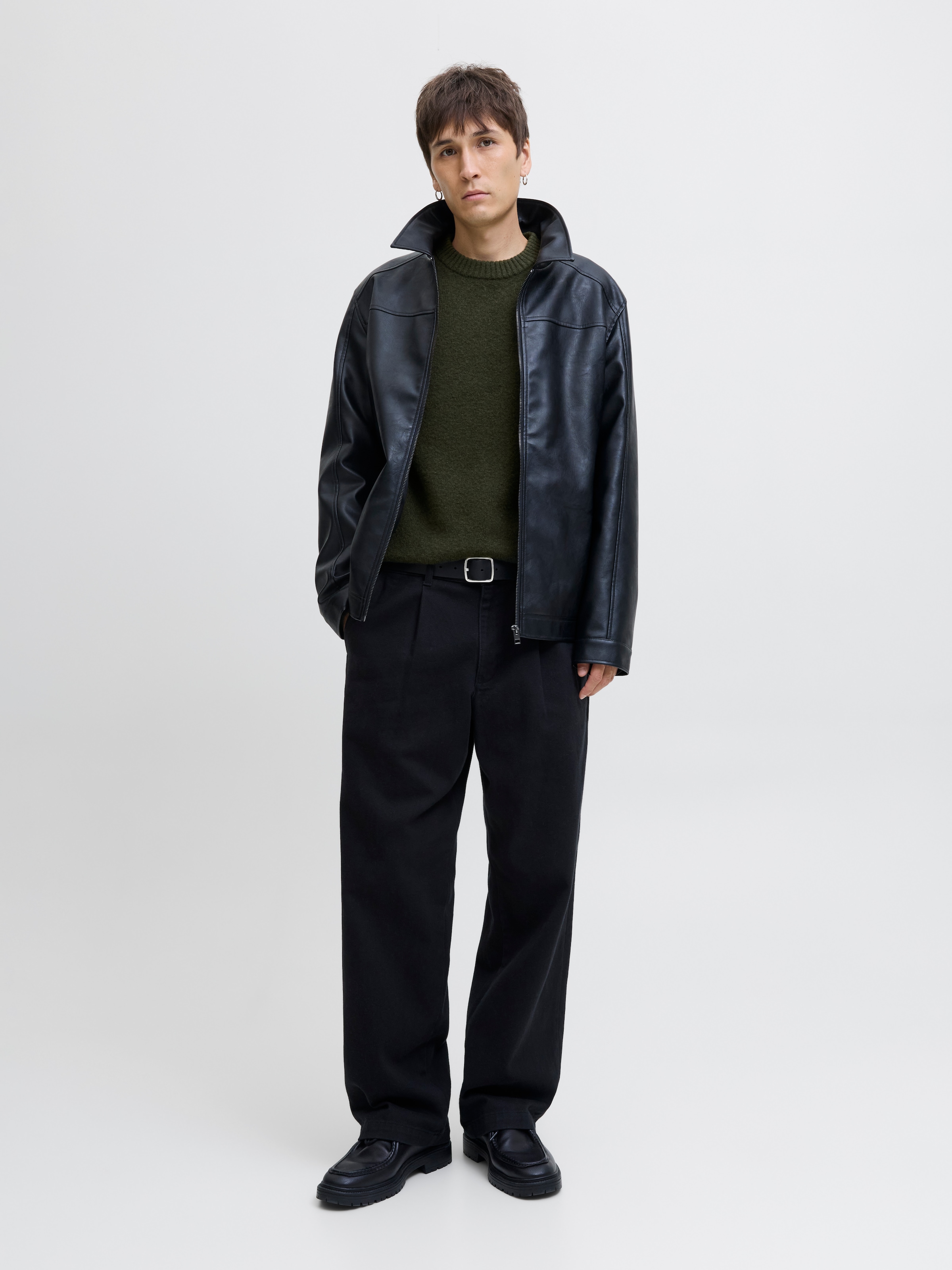 Jack & Jones Pull à col rond »JJESOHO OLLIE KNIT CREW NECK SN« mélange de matières, coupe décontractée