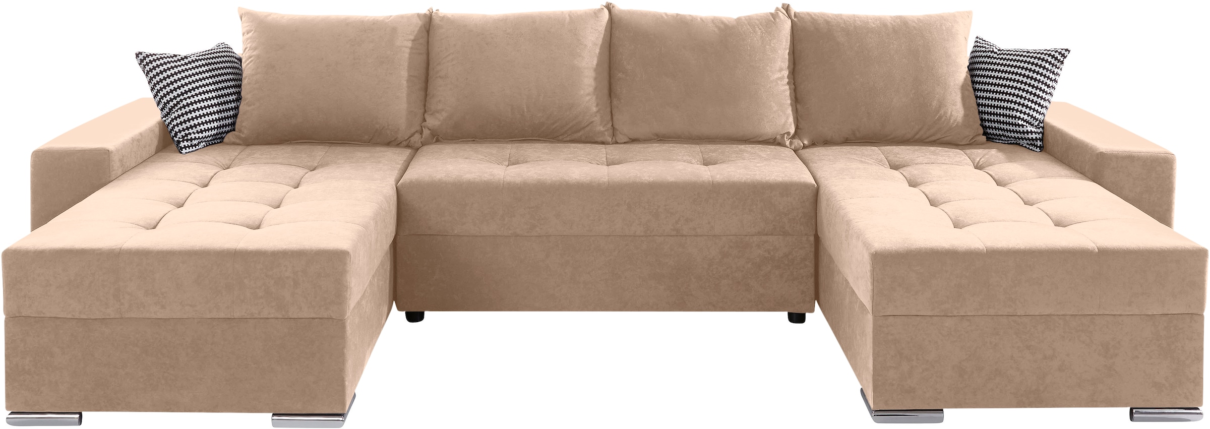 COLLECTION AB Paysage de salon »Josy XL U-Form, Breite: 313 cm« mit Bettfunktion, Bettkasten & 2 Zierkissen, Federkern