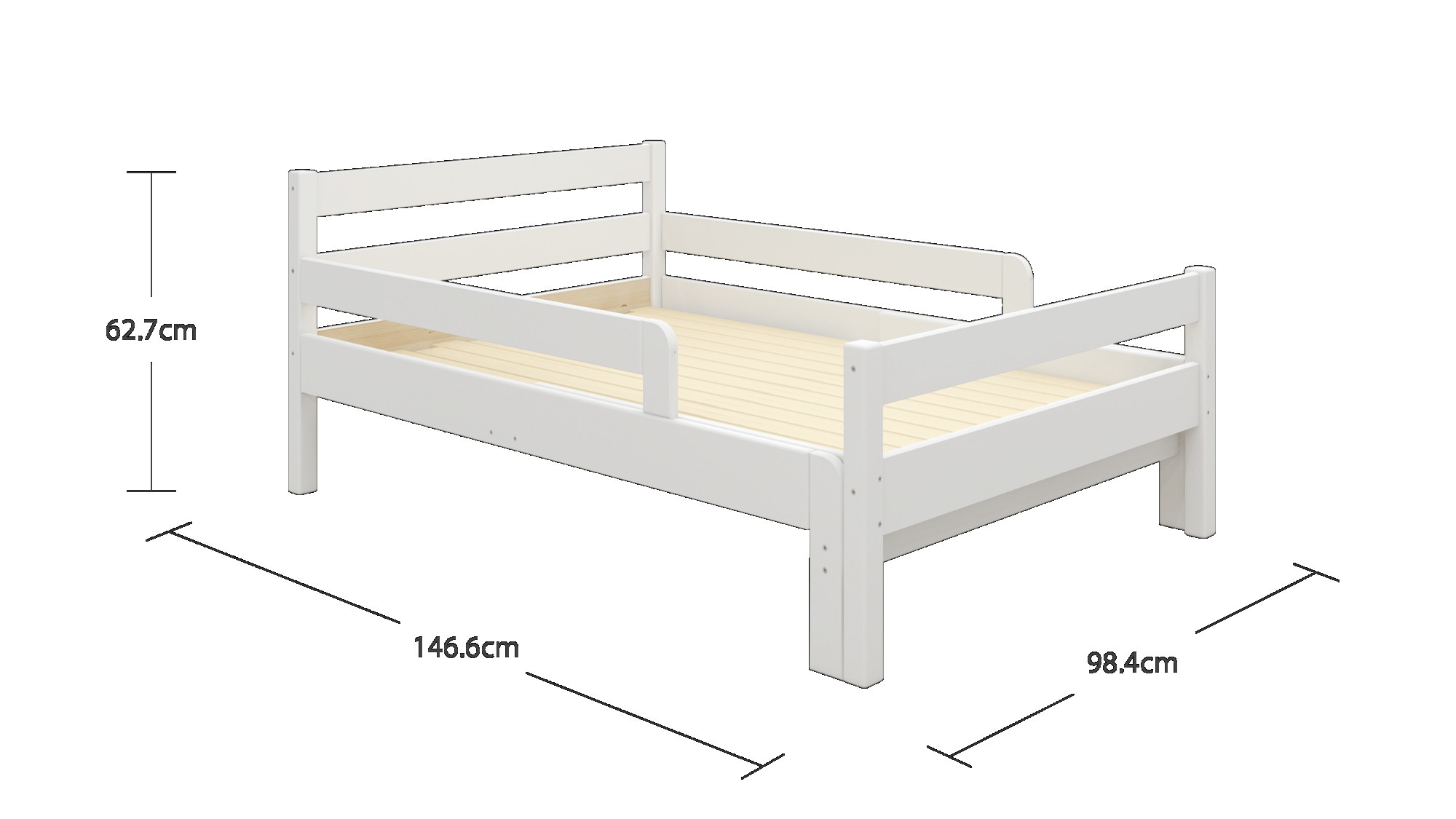 GOODproduct Kinderbett »Wenke,  ausziehbar von 140 bis 200 cm, FSC®« 90cm Breite, 140-200cm Liegefläche,  massive Kiefer, mit Lattenrost, zeitlose Optik,  Rausfallschutz