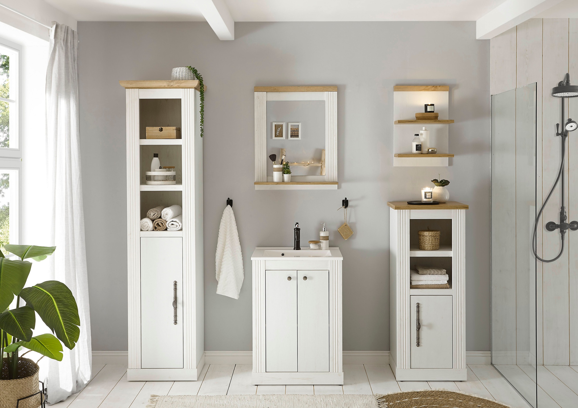 Home affaire Ensemble de meubles de salle de bain »WESTMINSTER, Bad im Landhausstil, 5-teiliges Badezimmer« 5 cuis tlg.