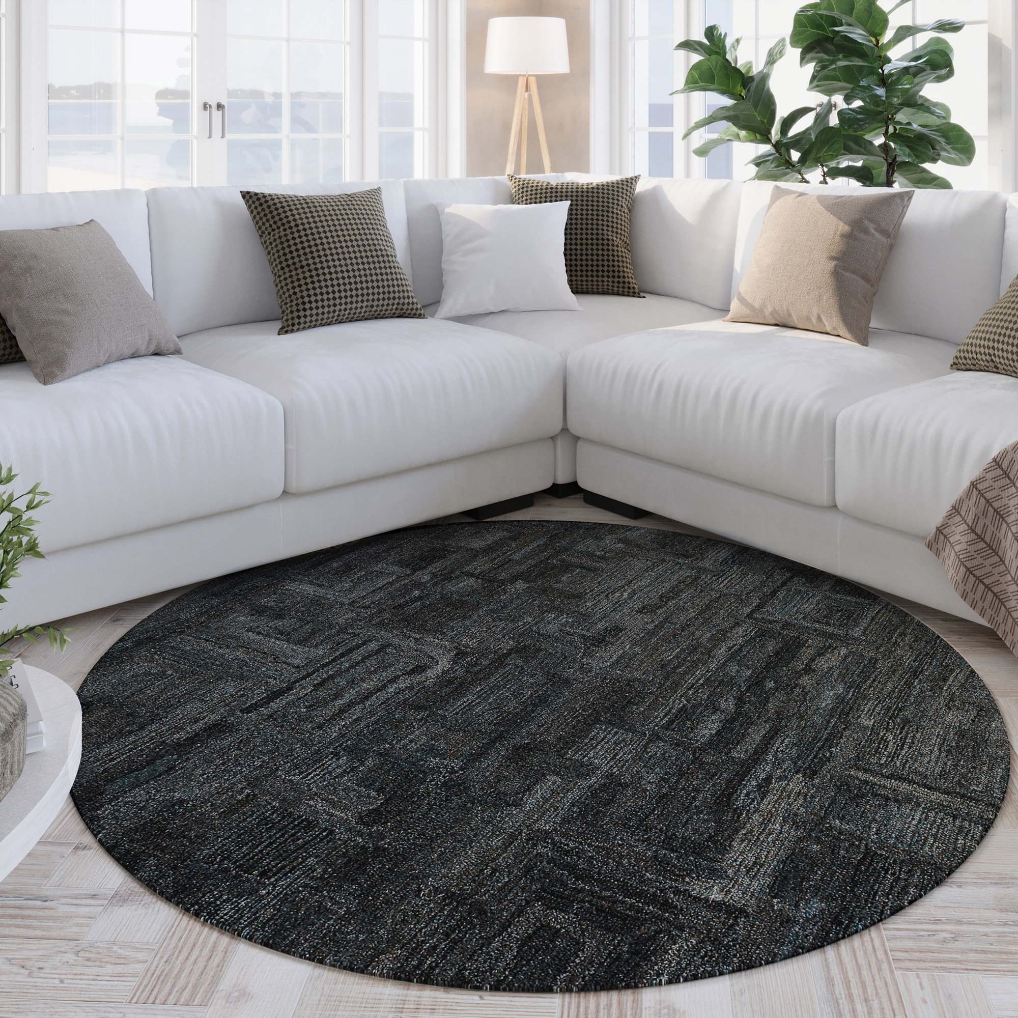 Wecon home Teppich »Hamptons FORTYTWO« rund 15 mm Höhe Kurzflor, Wohnzimmer, Schlafzimmer, elegant, geometrisches Design