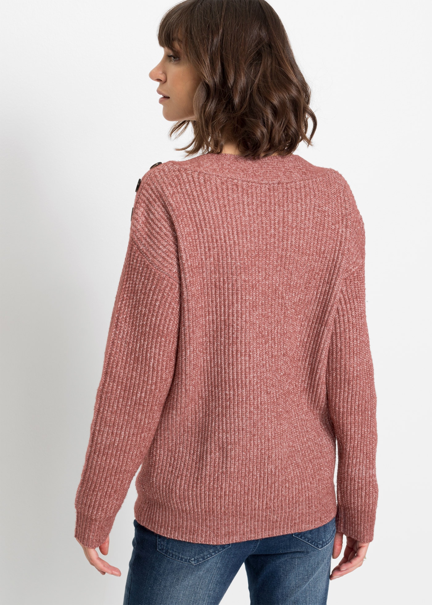 bonprix Pull en tricot »Pullover mit Knöpfen« aus Polyester, mit Knopfverzierung, Oversize-Passform