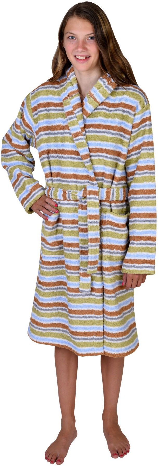 Wörner Kinderbademantel »Ringel« Streifenmuster, mit Taschen, maschinenwaschbar, trocknergeeignet