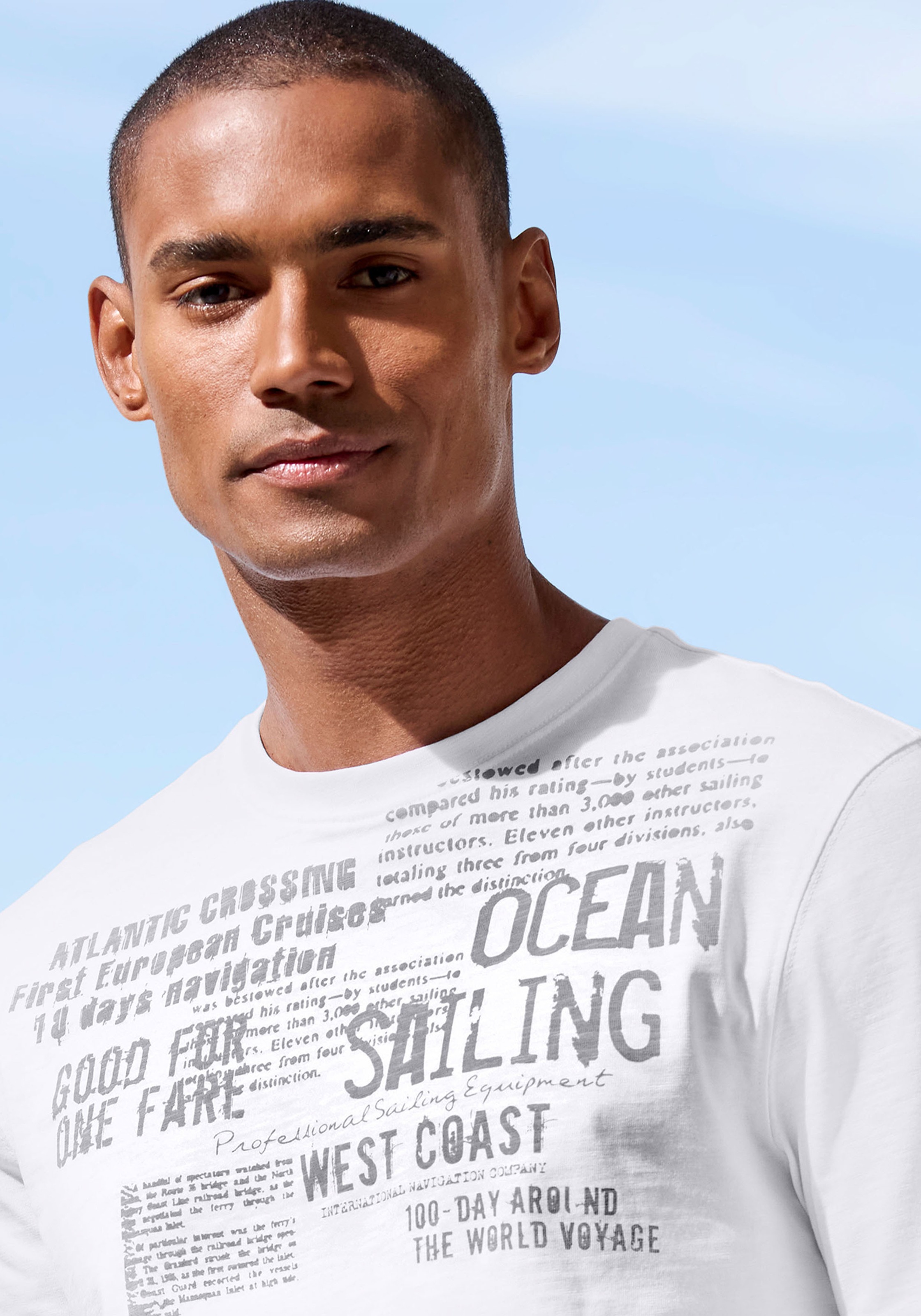 John Devin T-Shirt »mit Print« Regular-Fit, aus Slub-Qualität, mit Print