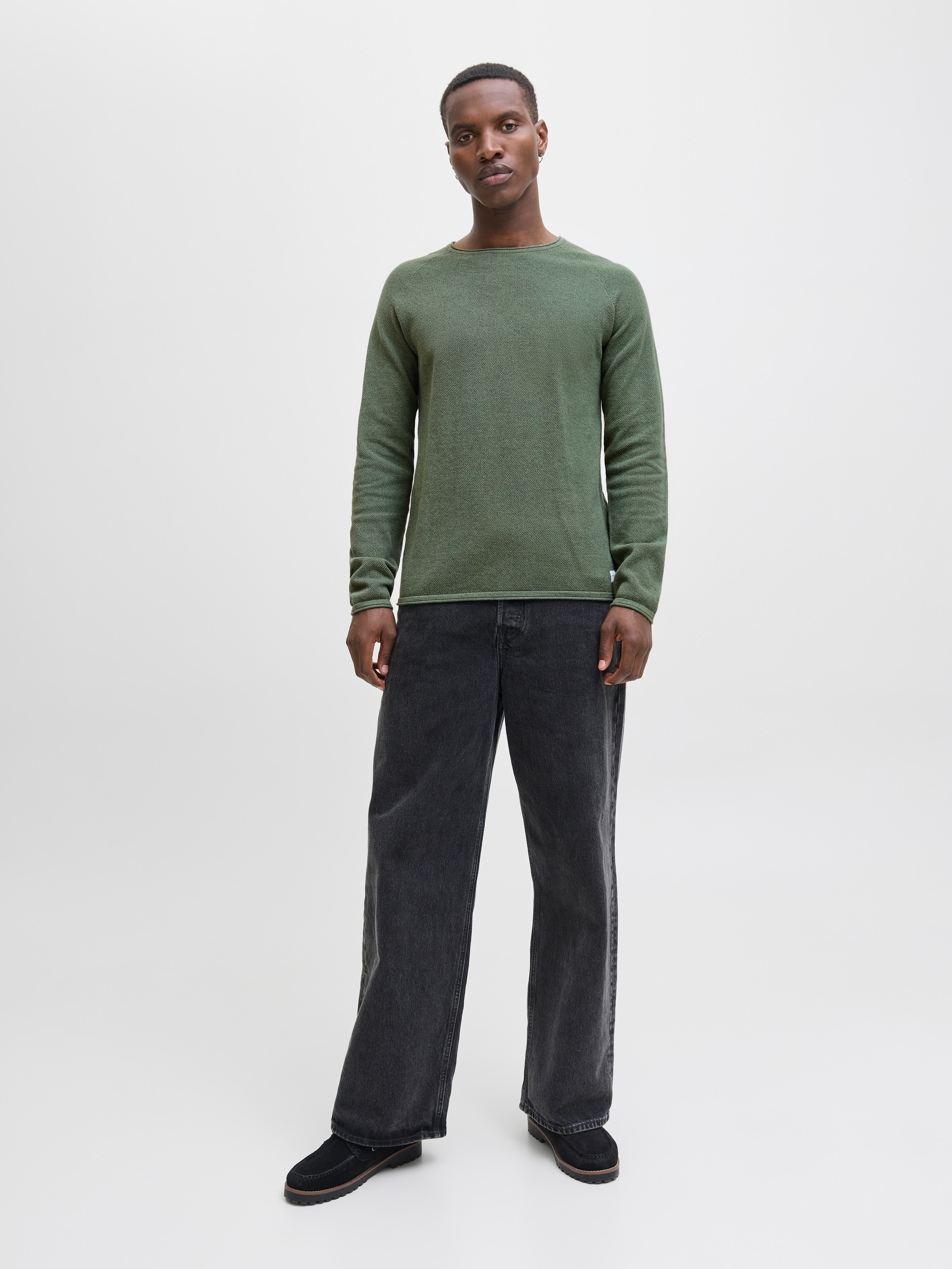 Jack & Jones Rundhalspullover »JJEHILL KNIT CREW NECK NOOS« mit Strukturstrick
