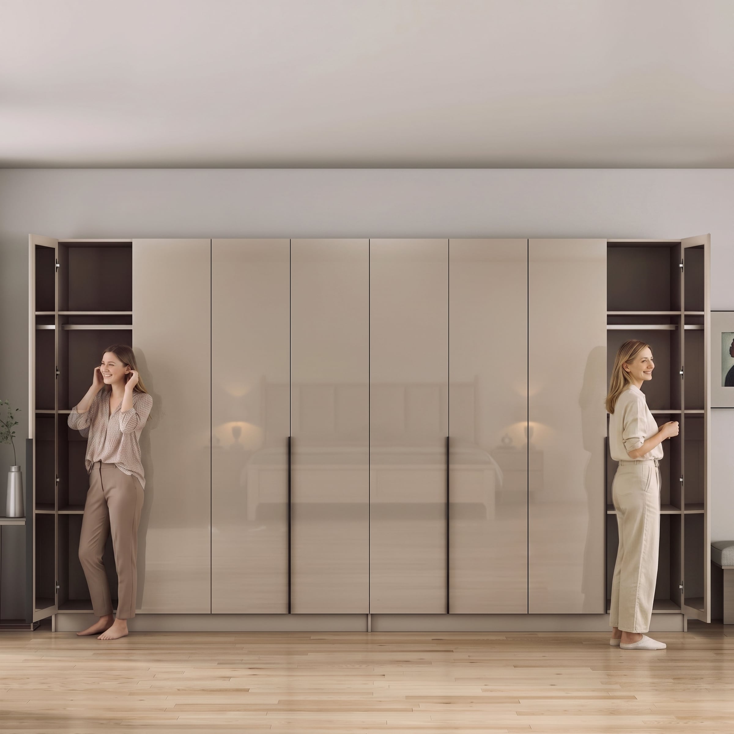 GOODproduct Kleiderschrank »Annor Schlafzimmerschrank Breite 323 cm hochglanz Schrank Garderobe« Drehtürenschrank mit perfekter Innenausstattung - elegante Türgriffe
