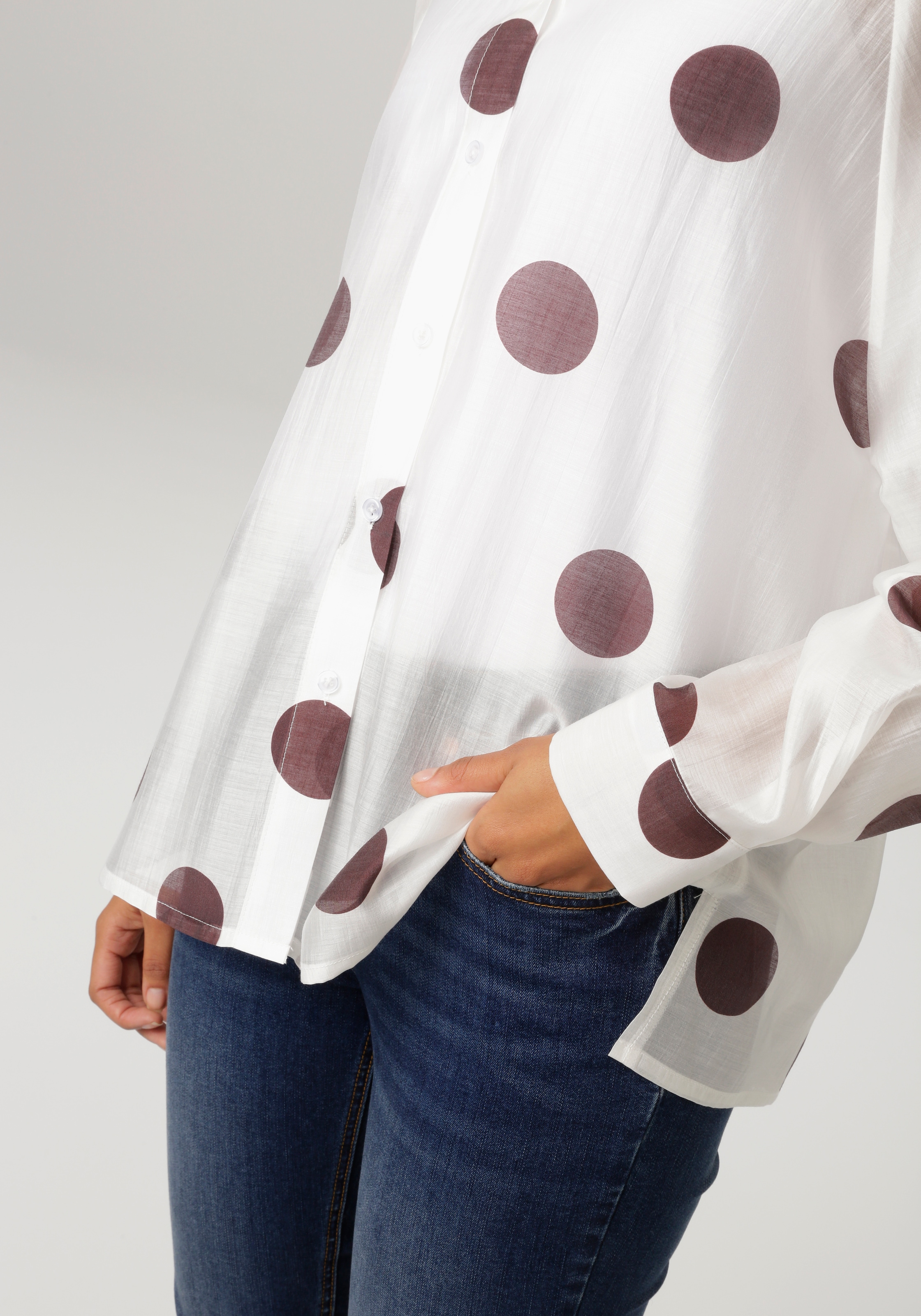 Aniston CASUAL Blouse chemise mit Punkten bedruckt - jedes Teil ein Unikat - NEUE KOLLEKTION