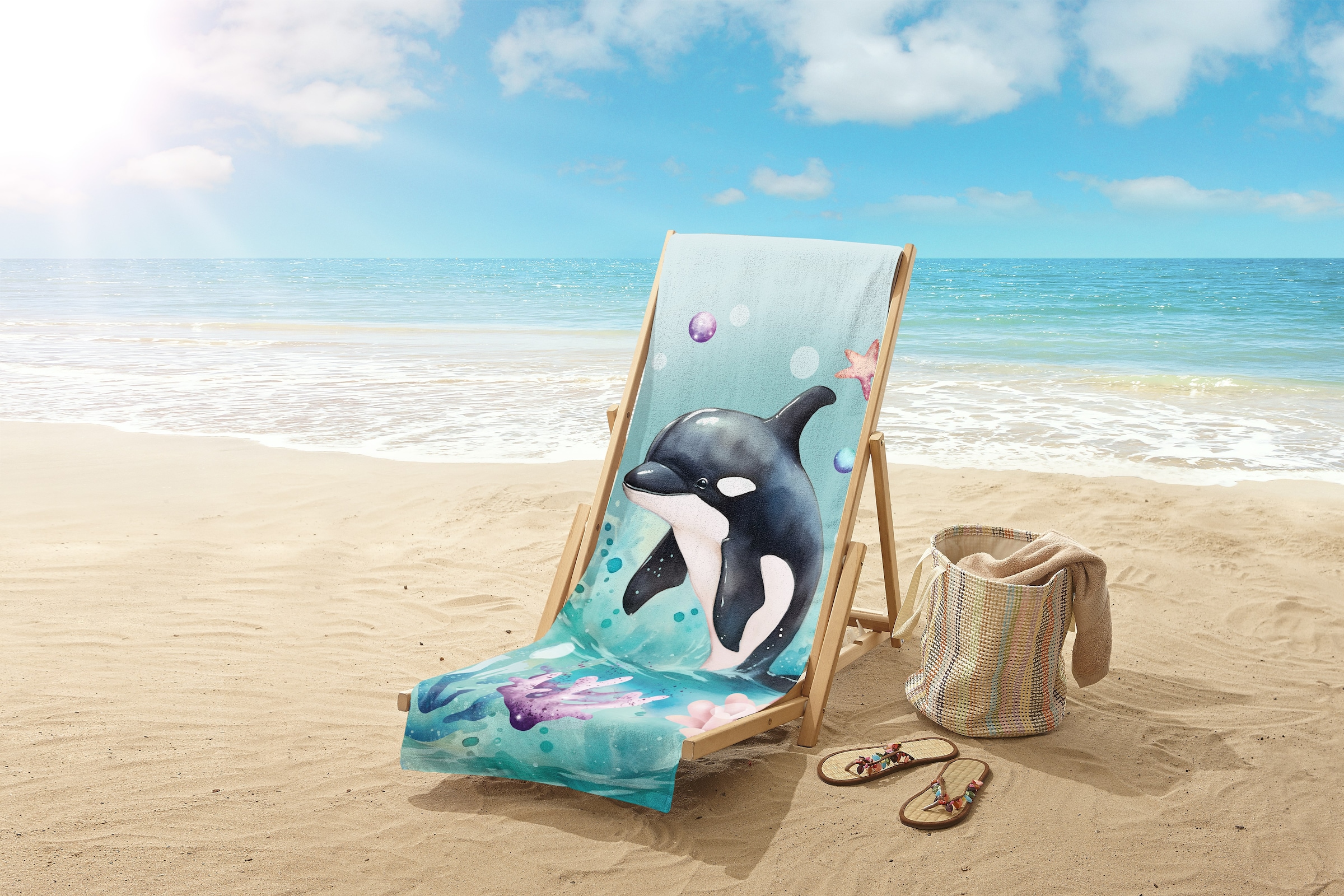 good morning Strandtuch »Splash« Kinder Strandtuch, Mikrofaser, Velours, saugfähig, weich, leicht, bunt