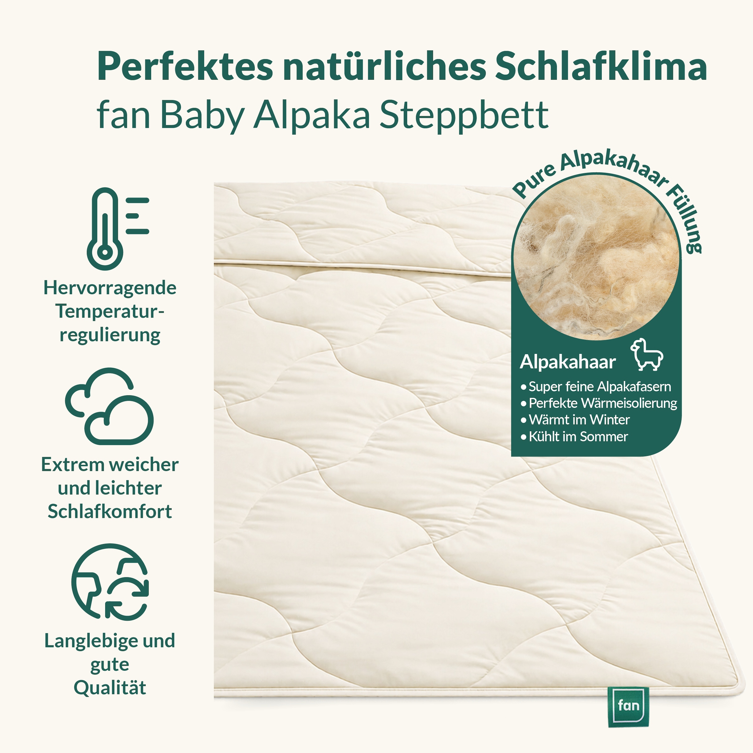 fan Naturhaarbettdecke »Baby Alpaka, Bettdecke in 135x200 und weiteren Grössen erhältlich« normal Füllung 97% Alpaka & 3% sonstige Faser 1 Stk. tlg. Bettdecke aus Naturhaar hergestellt in Deutschland