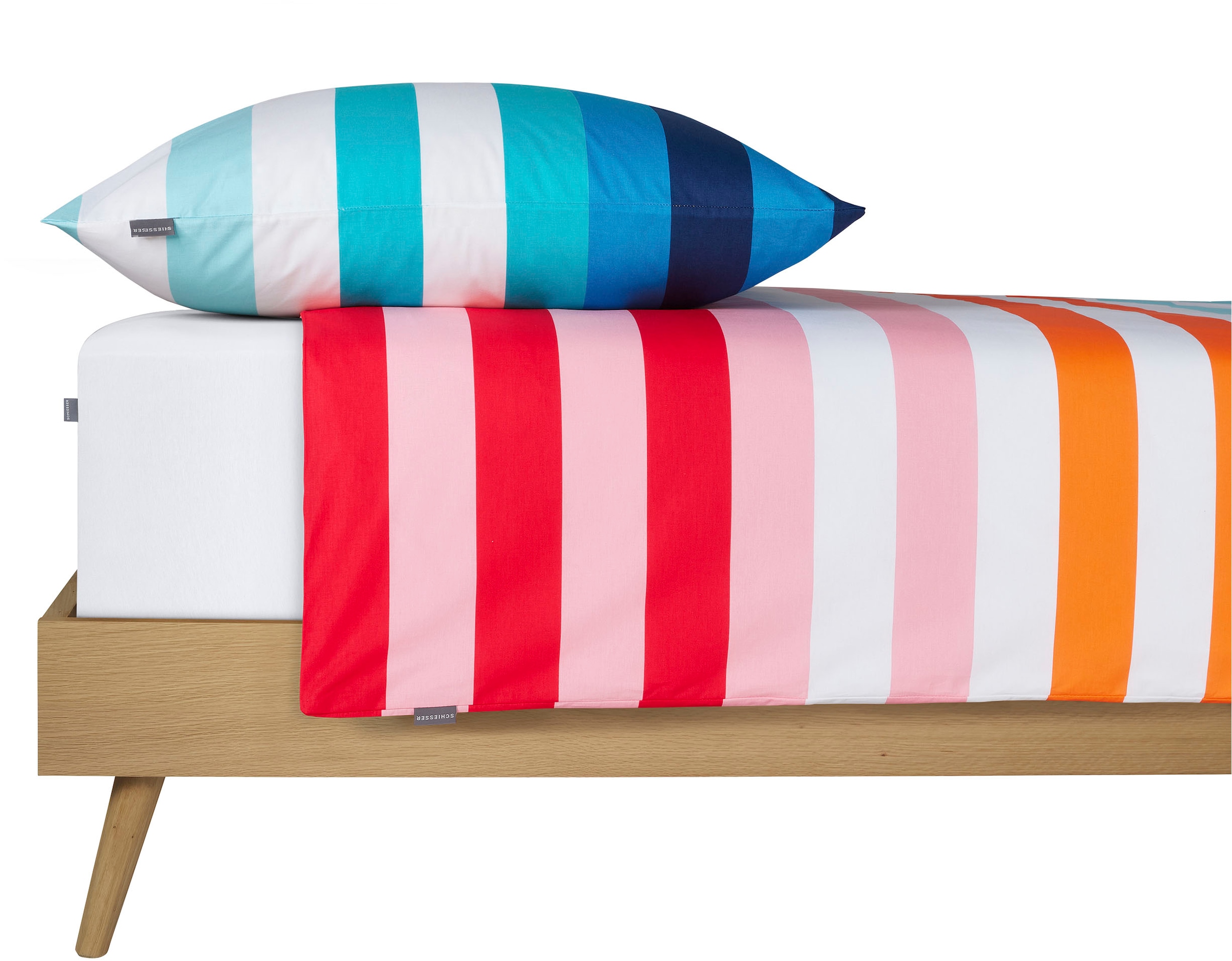 Schiesser Linge de lit »Happy Stripe aus weicher Baumwolle und jeder Menge bunter Streifen« 2 cuis MADE IN GREEN by OEKO-TEX®