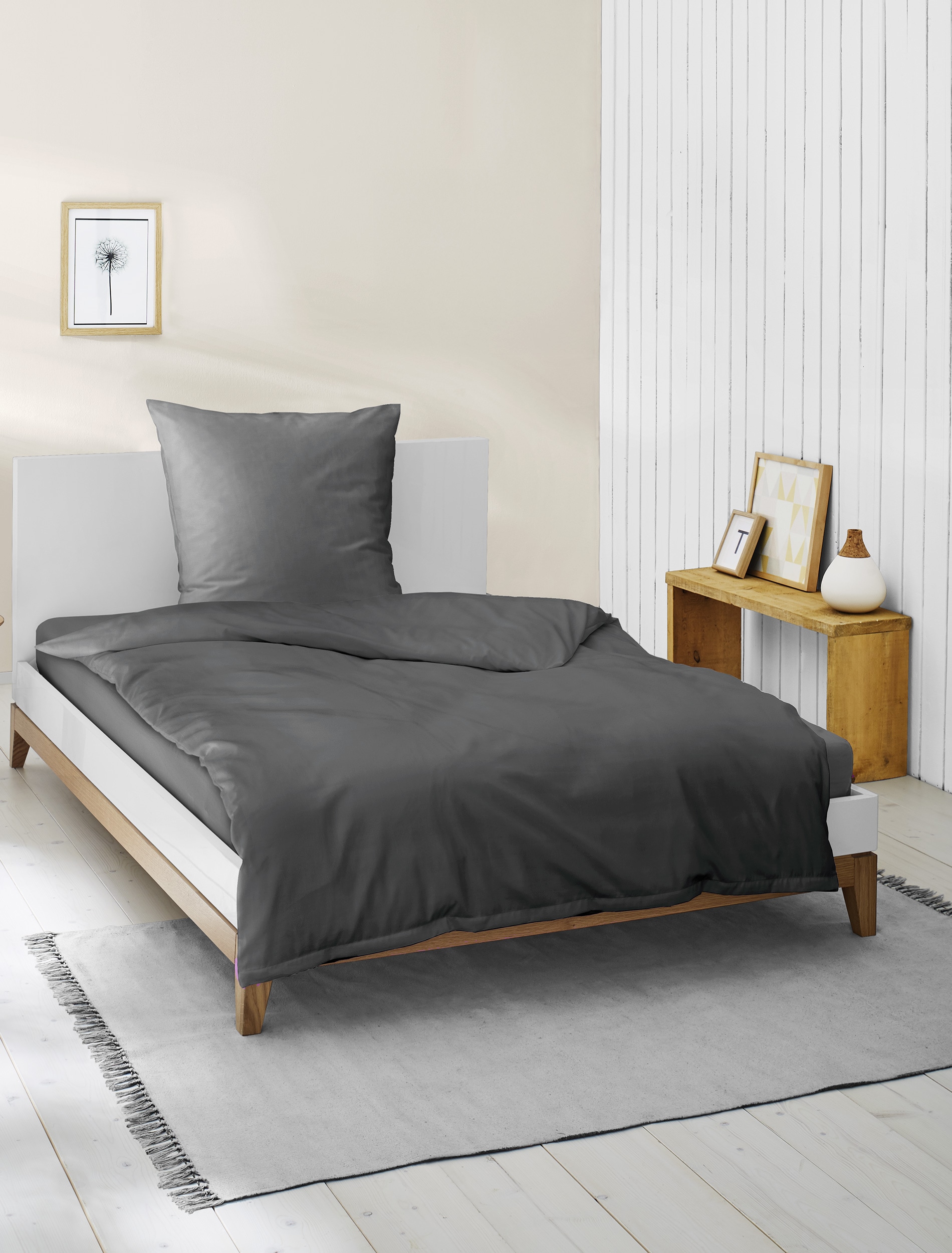 BIERBAUM Linge de lit »Elegant uni« 2 cuis Mako-satin, 100 % coton, uni, facile d'entretien