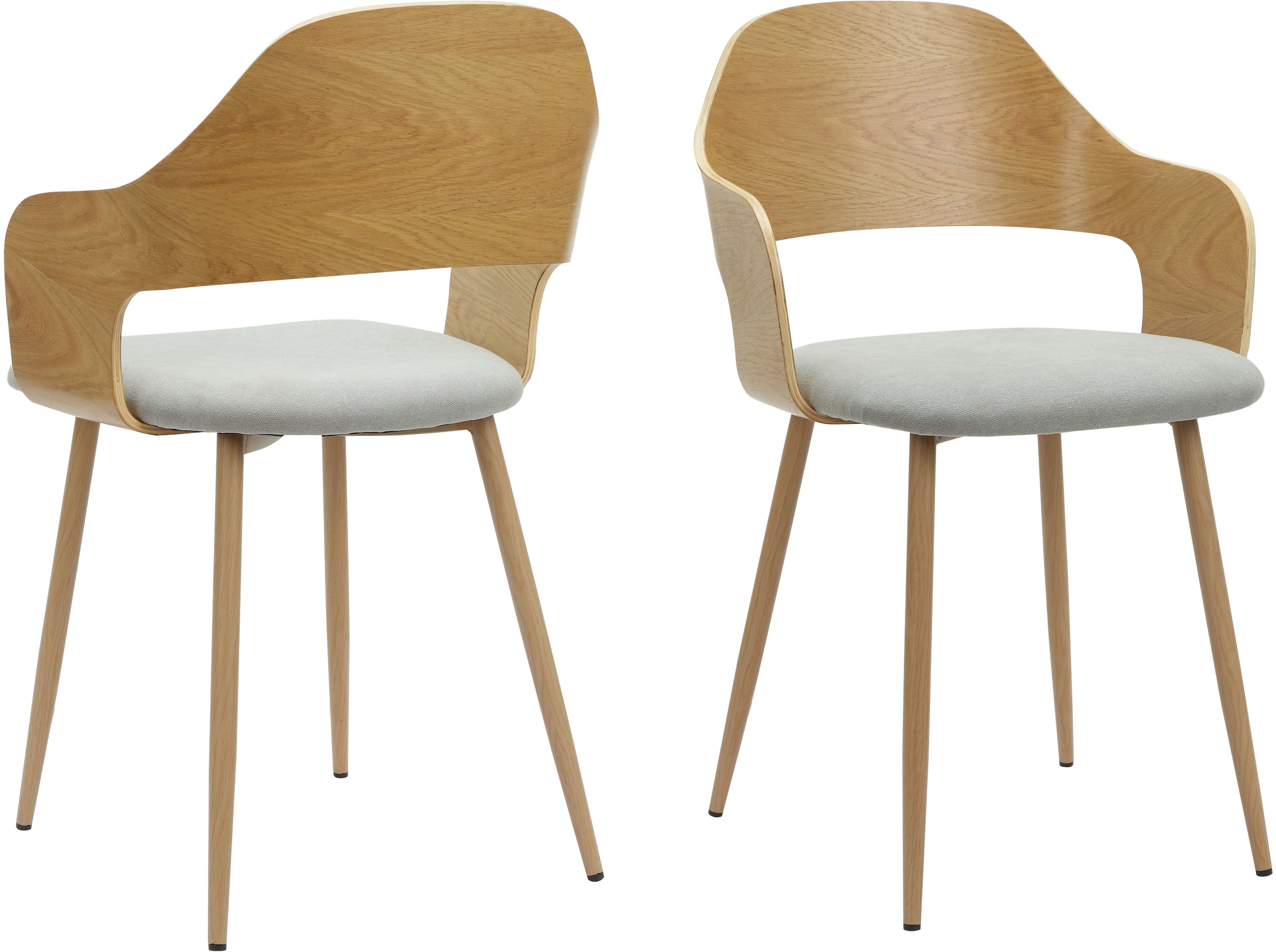 Home affaire Chaise de salle à manger »Belleville« (Set) 2 cuisRückenlehne in Eichenfurnier, Beine aus Metall