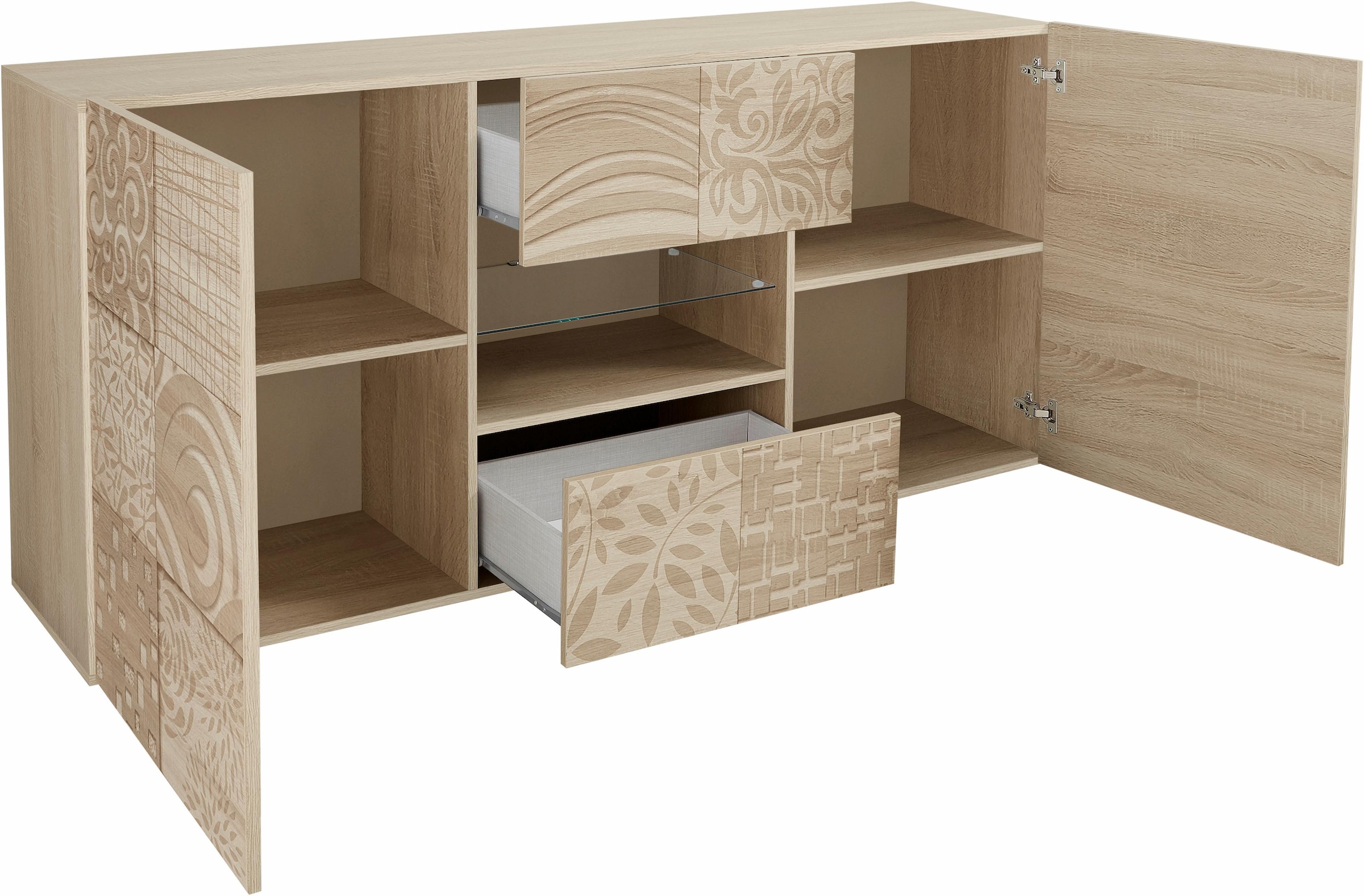 INOSIGN Sideboard »Miro« Breite 181 cm mit dekorativem Siebdruck
