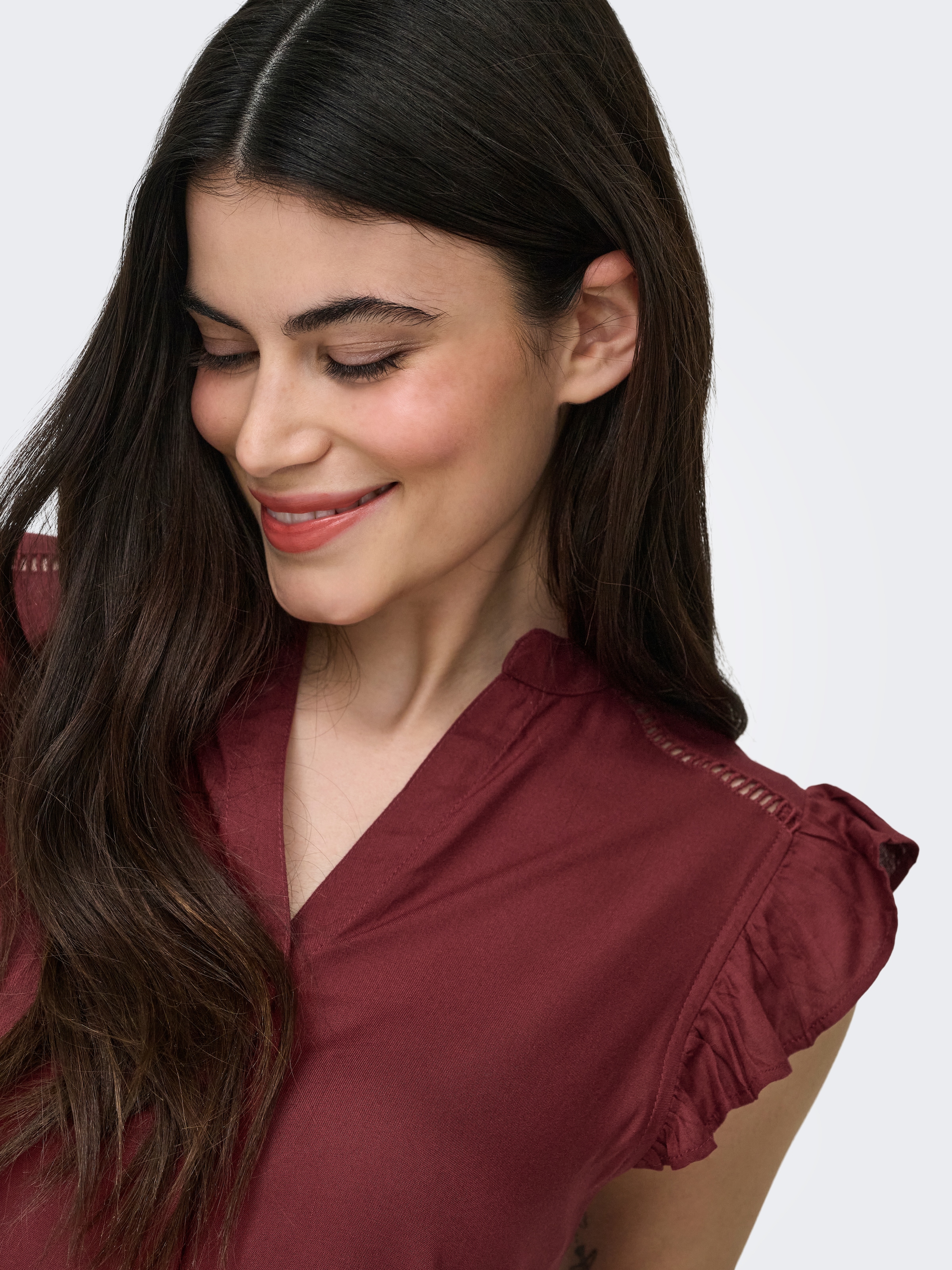 ONLY Blouse à manches courtes »ONLROSELLA LIFE CAPSLEEVE SHIRT WVN NOOS« viscose, coupe regular