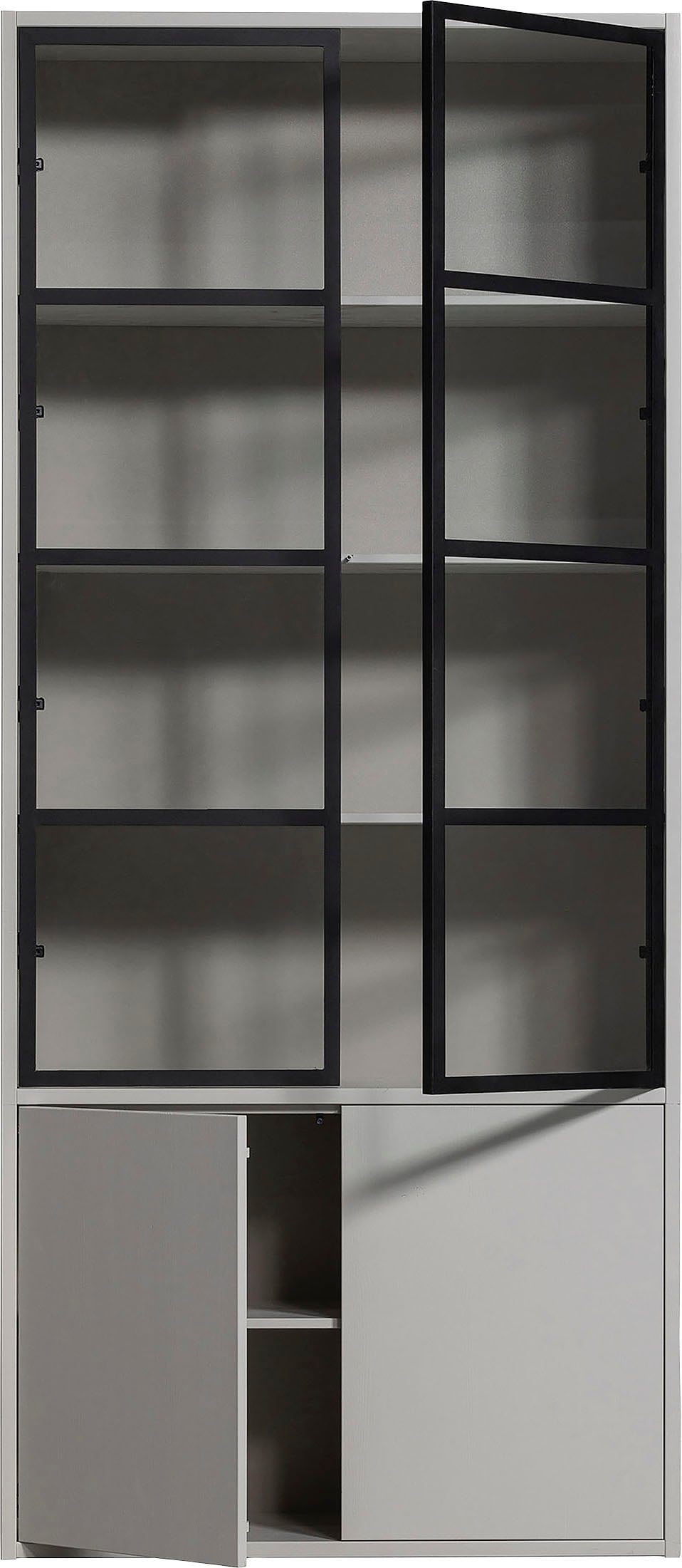 WOOOD Vitrine »Basic« mit vier Türen, Breite 101 cm