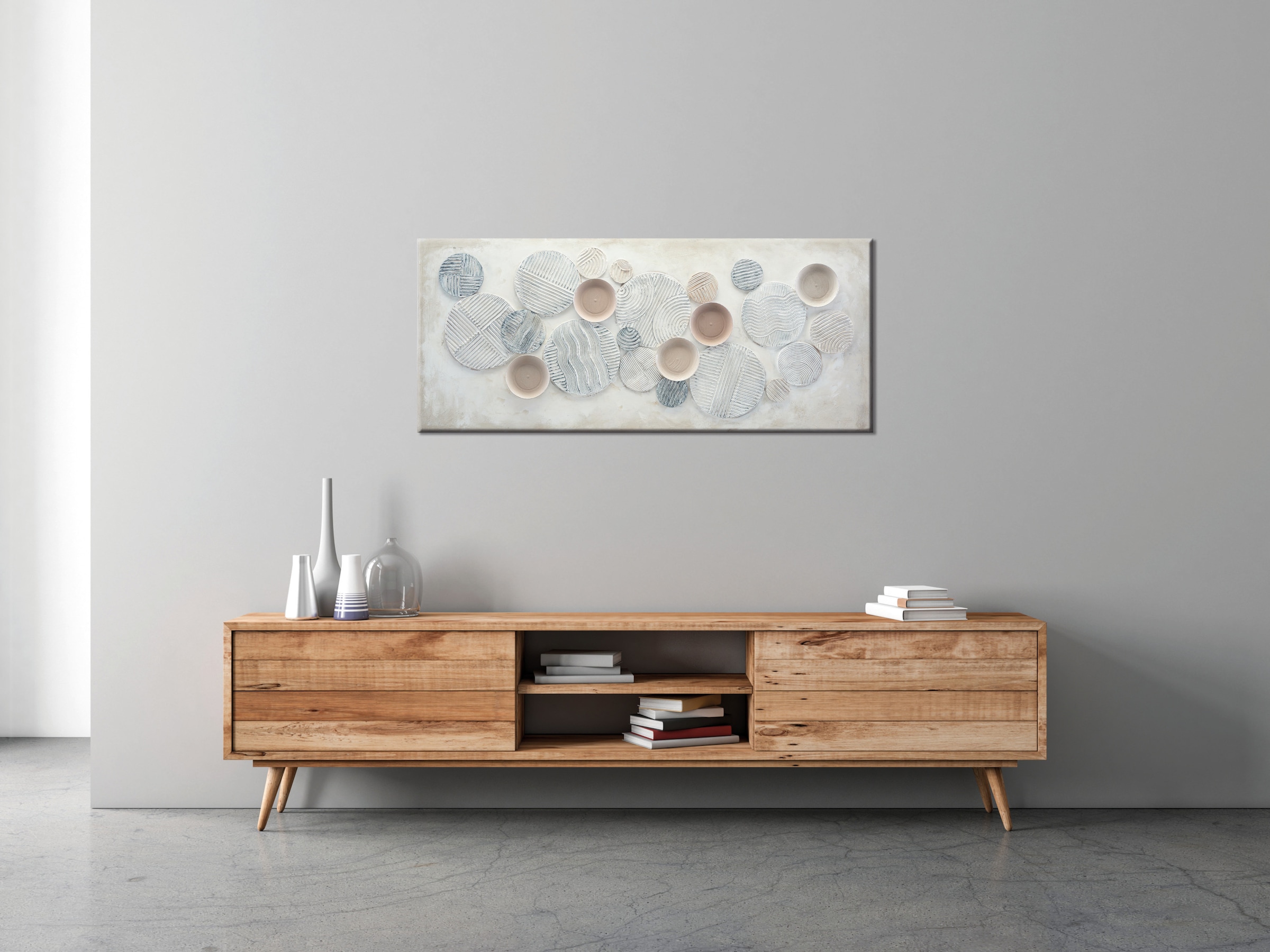 Bönninghoff Peinture à l'huile »handarbeit KREISE ABSTRAKT XXL 60x140 cm – Wandbild Kunst« Abstrait | Abstrait | Art | Formes | Tableau 1 cuis tlg. fabriqué à la main, chaque image est unique