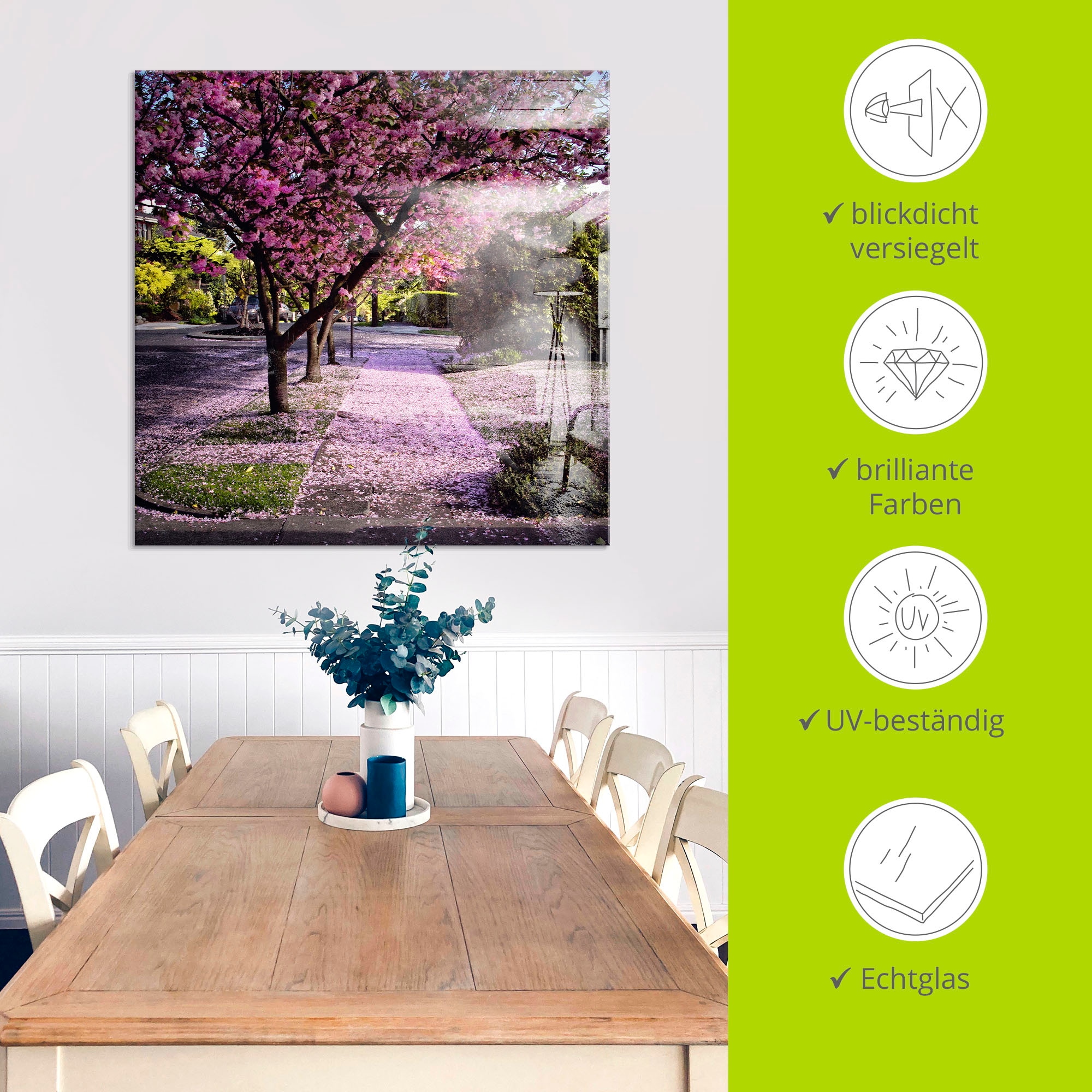 Artland Glasbild »Fallende Blütenblätter« Bäume 1 Stk. tlg. in verschiedenen Grössen