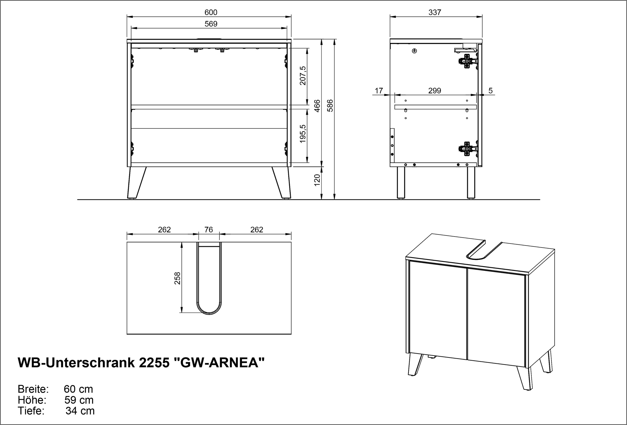 GERMANIA Armoire sous lavabo »GW-Arnea«