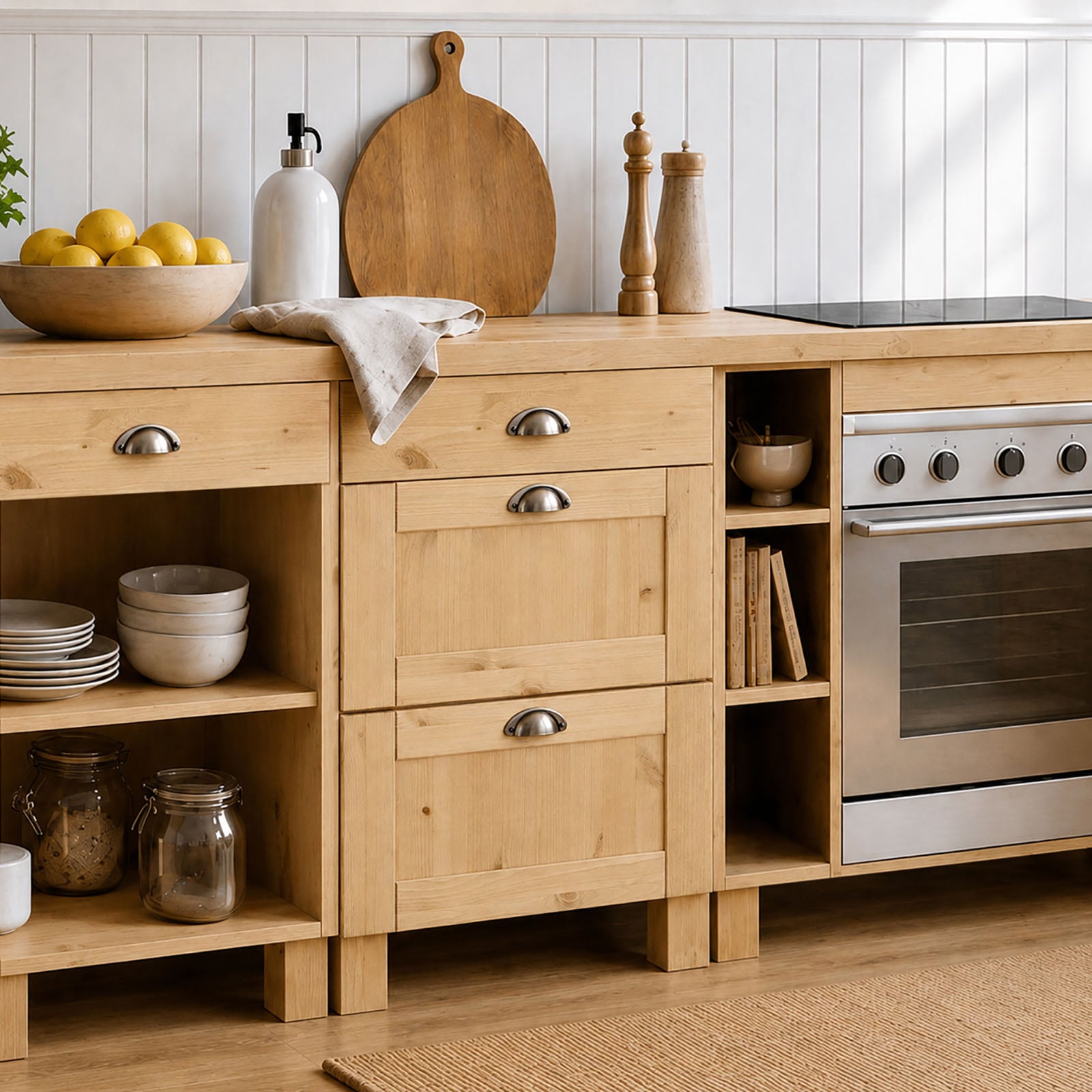Home affaire Armoire basse »Oslo« 50 cm de large, sans plan de travail, 3 tiroirs