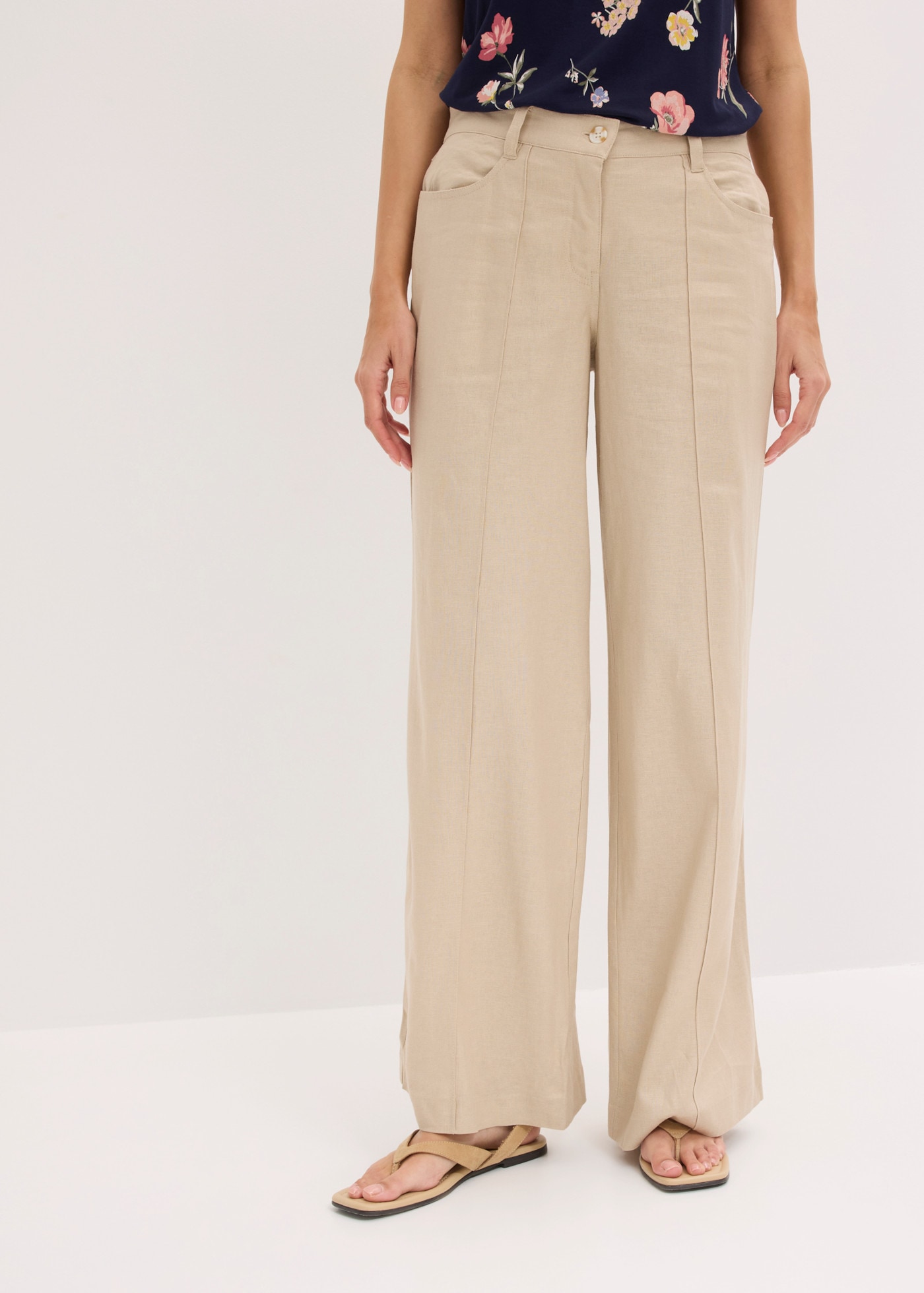bonprix Pantalon palazzo  aus Leinen und Viskose, Loose Fit, eleganter Stil