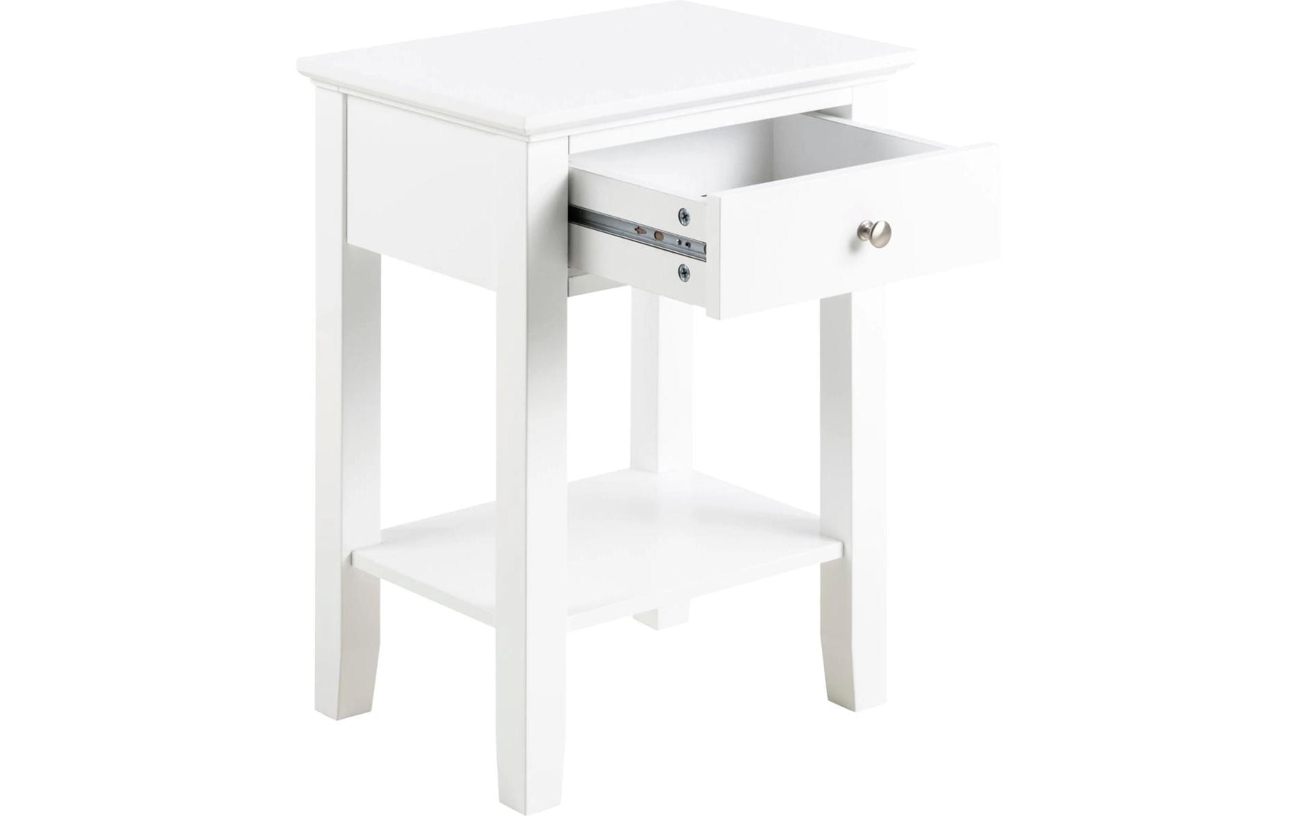 AC Design Table de nuit »Nachtkommode« rechteckiger weiss lackierter Nachtschrank, 1 Schublade und 1 Ablage