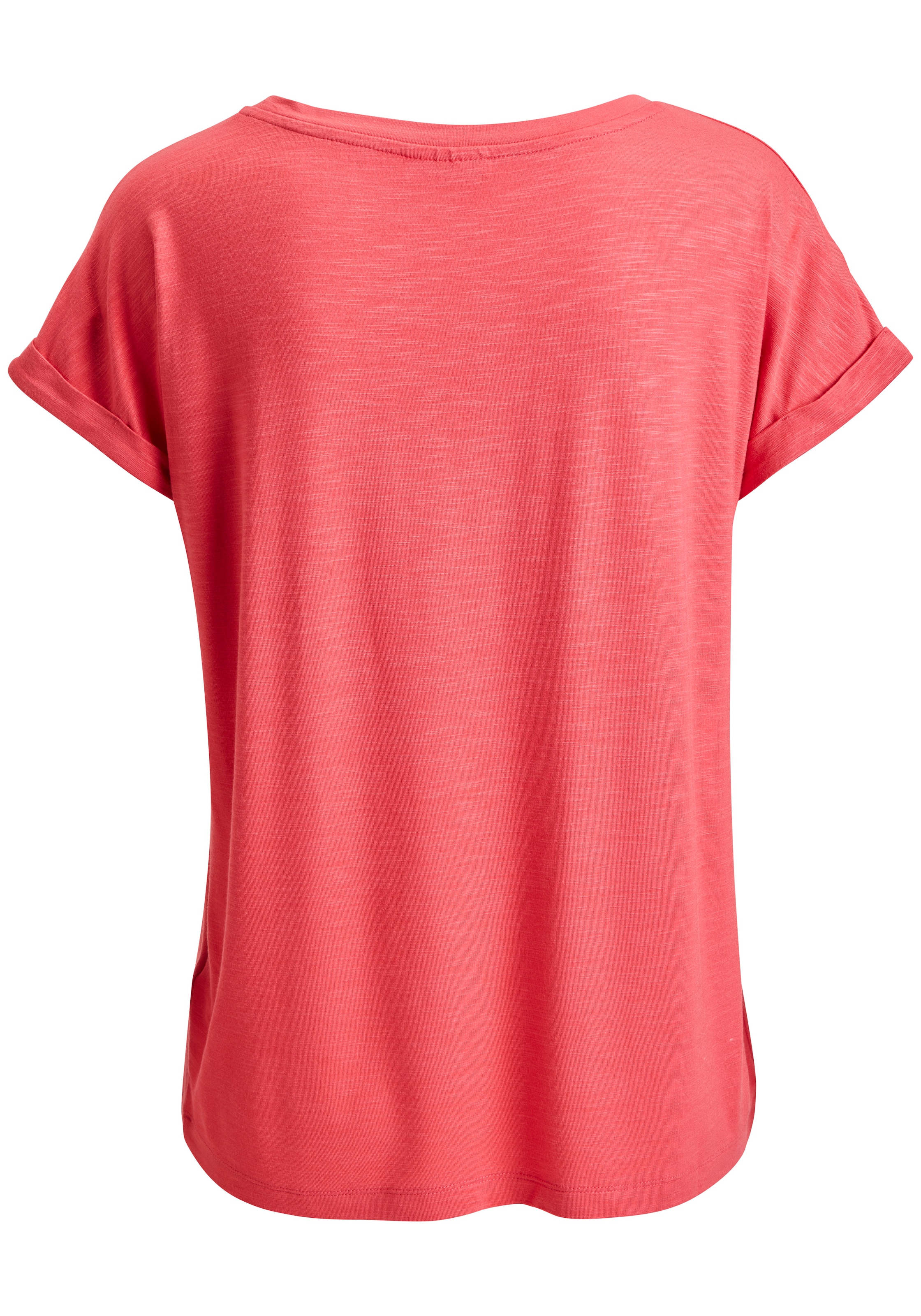 Beachtime by Lascana T-shirt en V »mit fixiertem Ärmelumschlag« en qualité viscose aérée