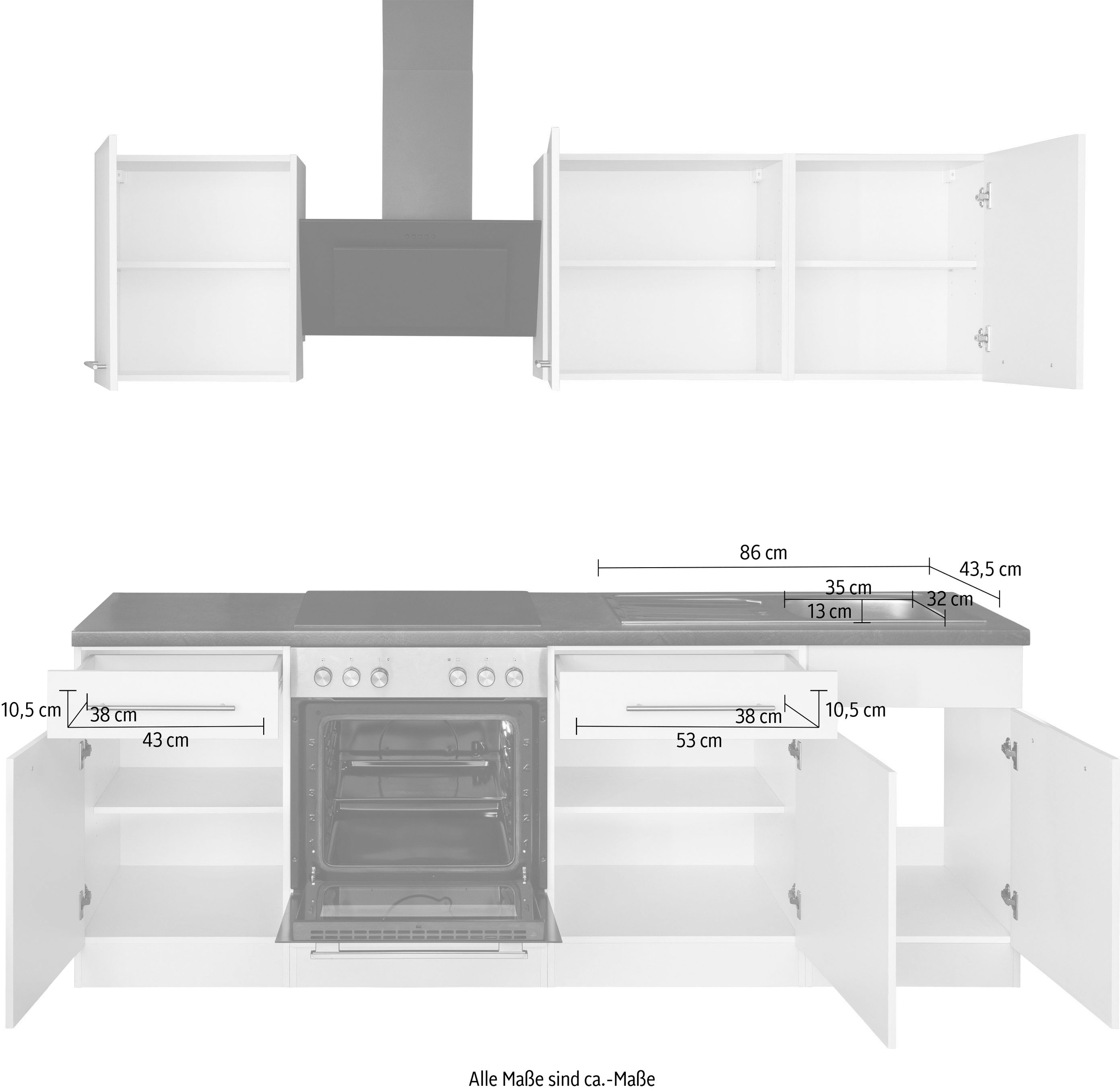 wiho Küchen Kitchenette »Unna« sans appareils électriques, largeur 220 cm