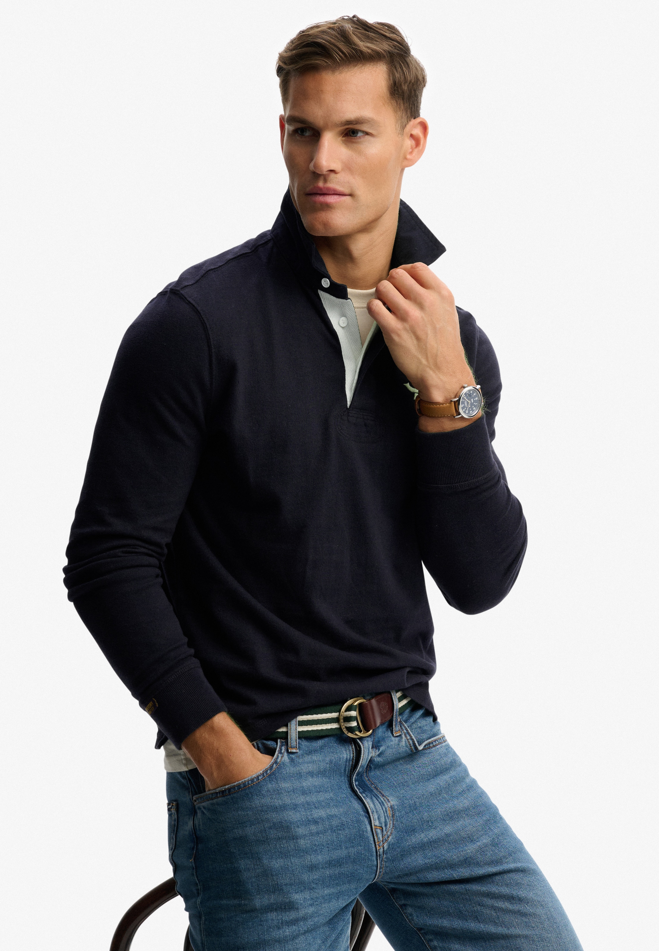 Superdry T-shirt à manches longues »VINTAGE ATHLETIC RUGBY« coton, coupe décontractée