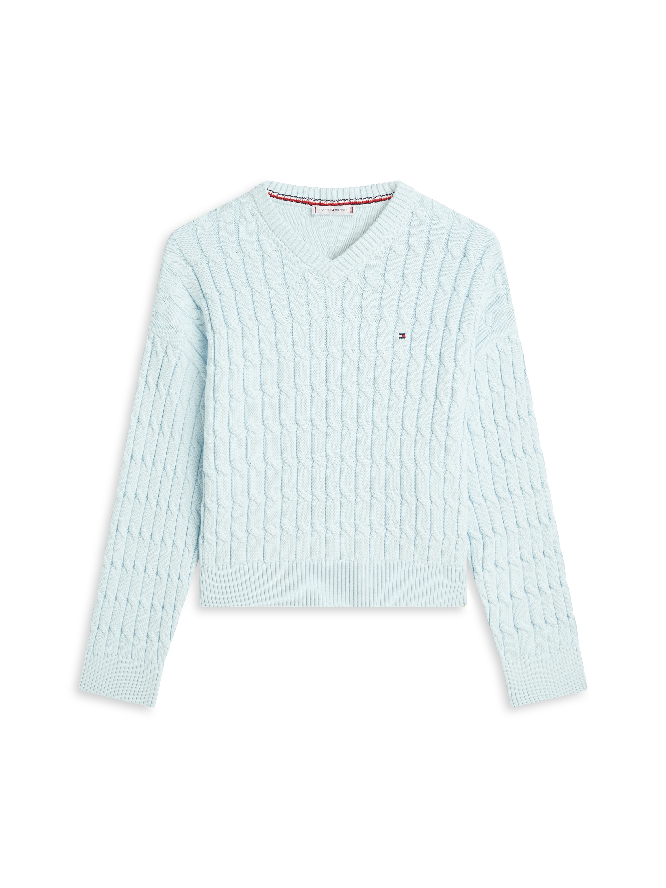 Tommy Hilfiger Pull en tricot »CO CABLE MID GG RLX LS V-NK SWT« avec motif torsadé
