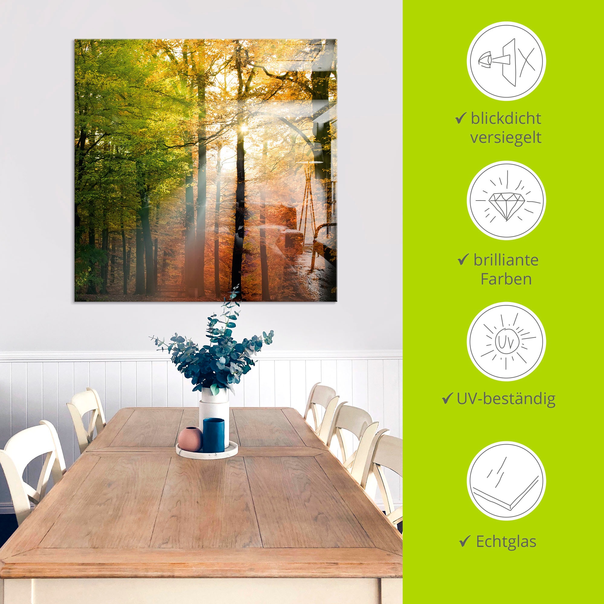 Artland Tableau en verre »Schöner Herbsttag 2« 1 cuis tlg. in verschiedenen Grössen
