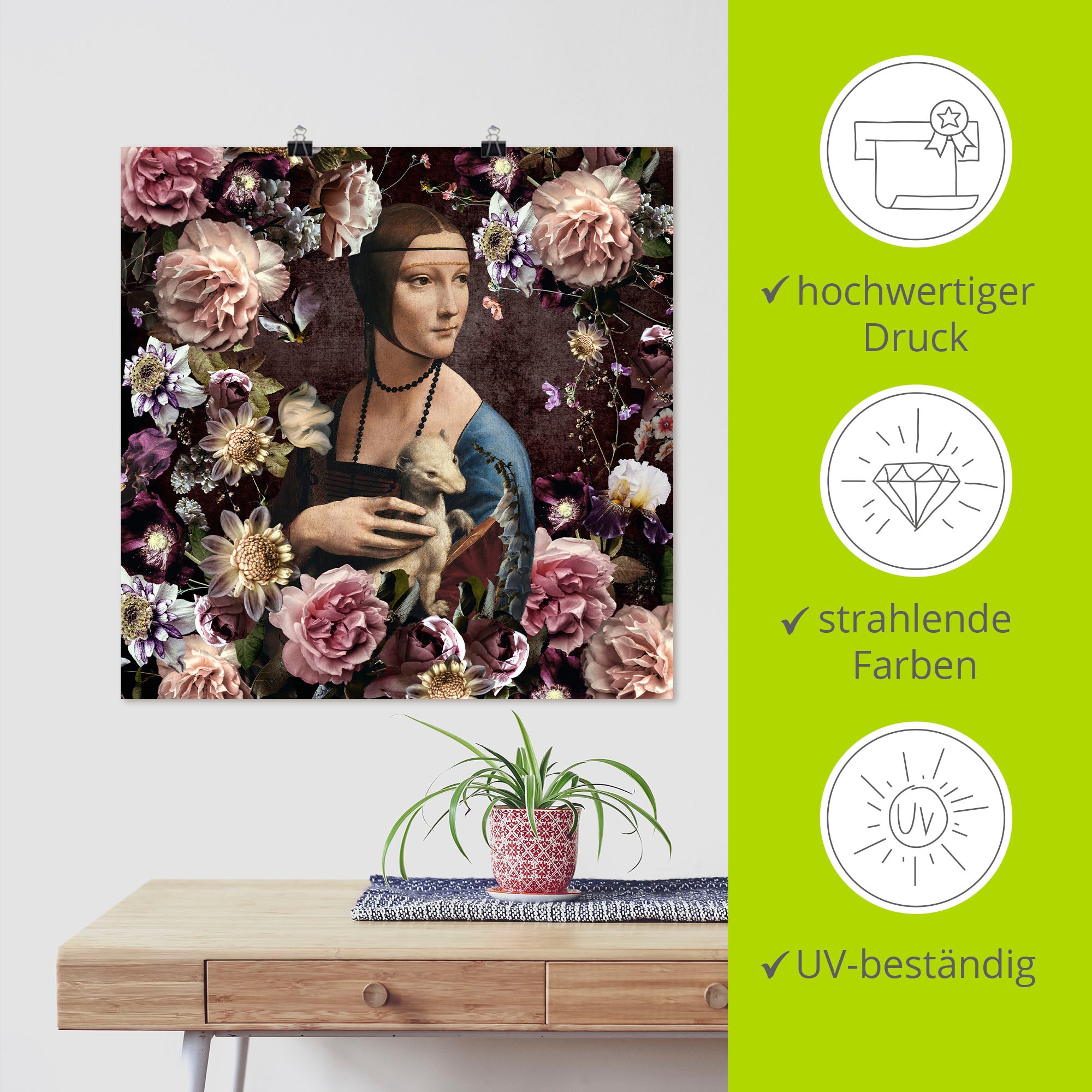 Artland Wandbild »Lady mit Hermelin - Da Vinci Adaption« Portrait 1 Stk. tlg. als Alubild, Leinwandbild, Poster, Wandaufkleber in verschied. Grössen