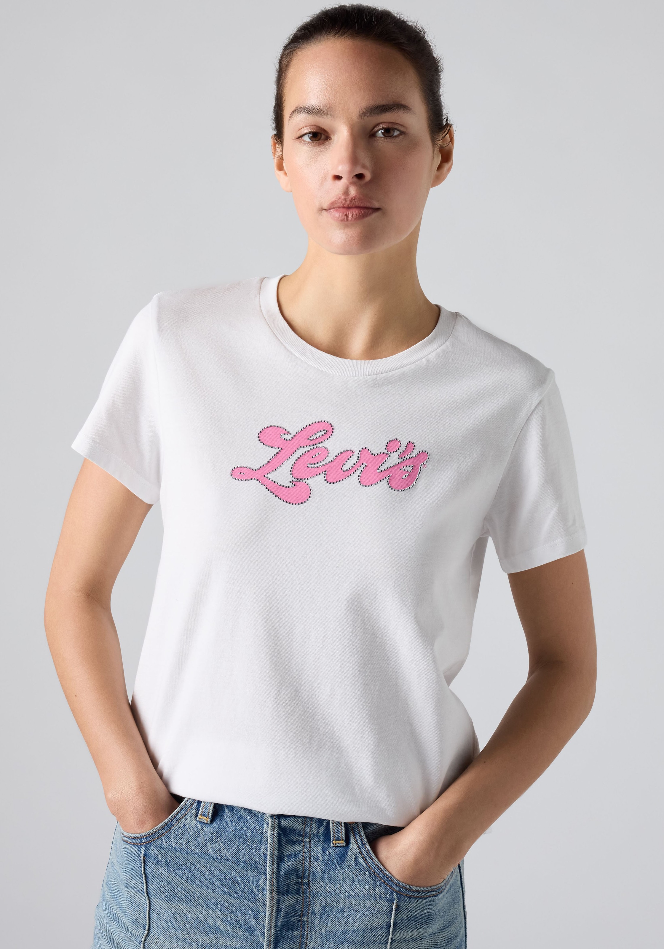 Levi's® Shirt à col rond »THE PERFECT TEE« avec logo en impression métallique holographique