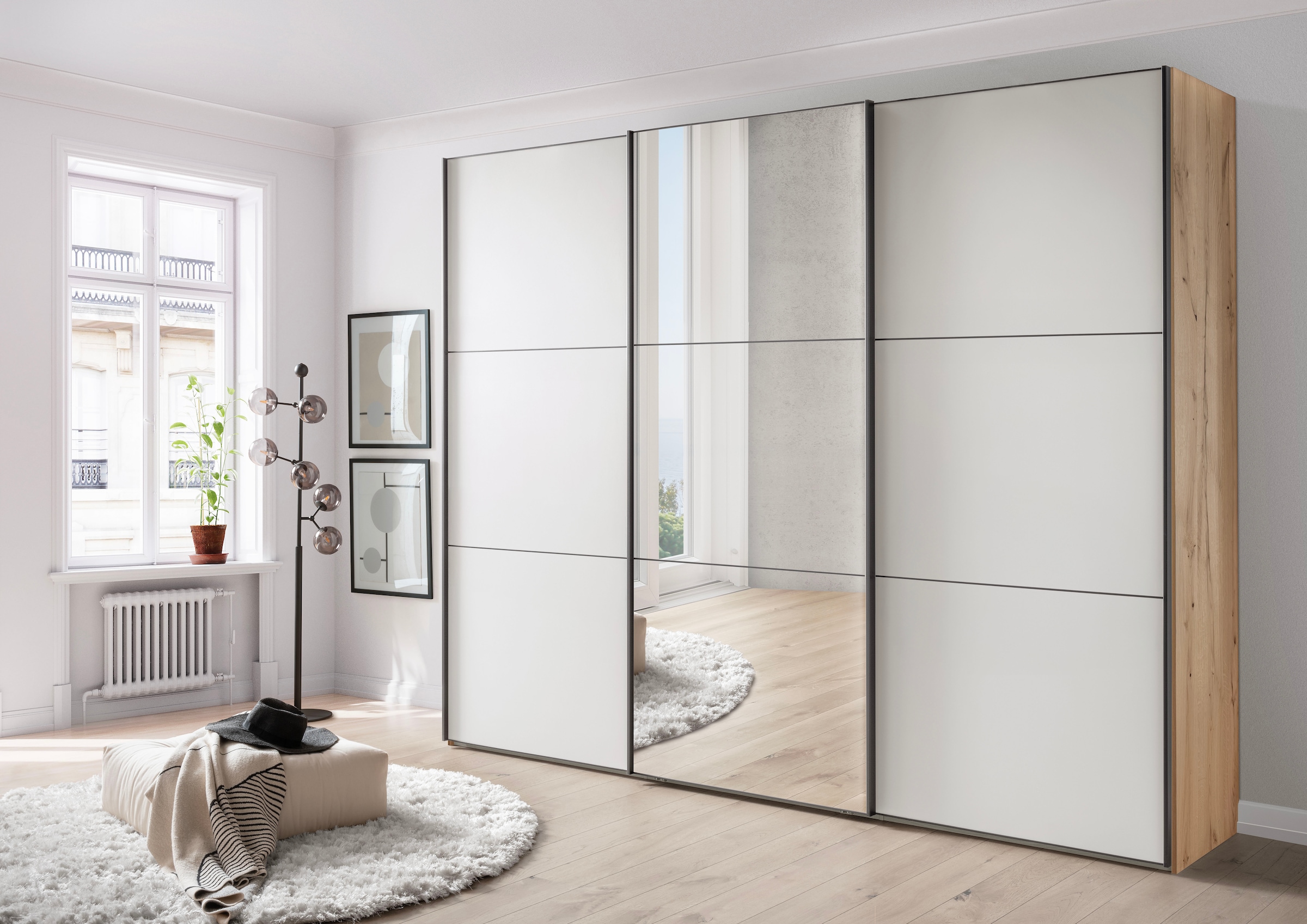 WIEMANN Armoire à portes coulissantes »Phoenix, Made in Germany, modernes Design, Highlight, Blickfang« Viele Farbkombinationen, in 4 Breiten und in 2 Höhen erhältlich,  maximaler Staurraum, inkl.Einlegeböden, Wäscheböden u. Dämpfer
