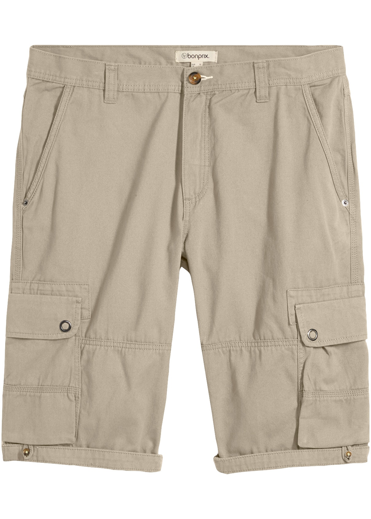 bonprix Cargobermudas  Cargo-Bermuda, aus Baumwolle, mit verstellbarer Länge, Regular Fit