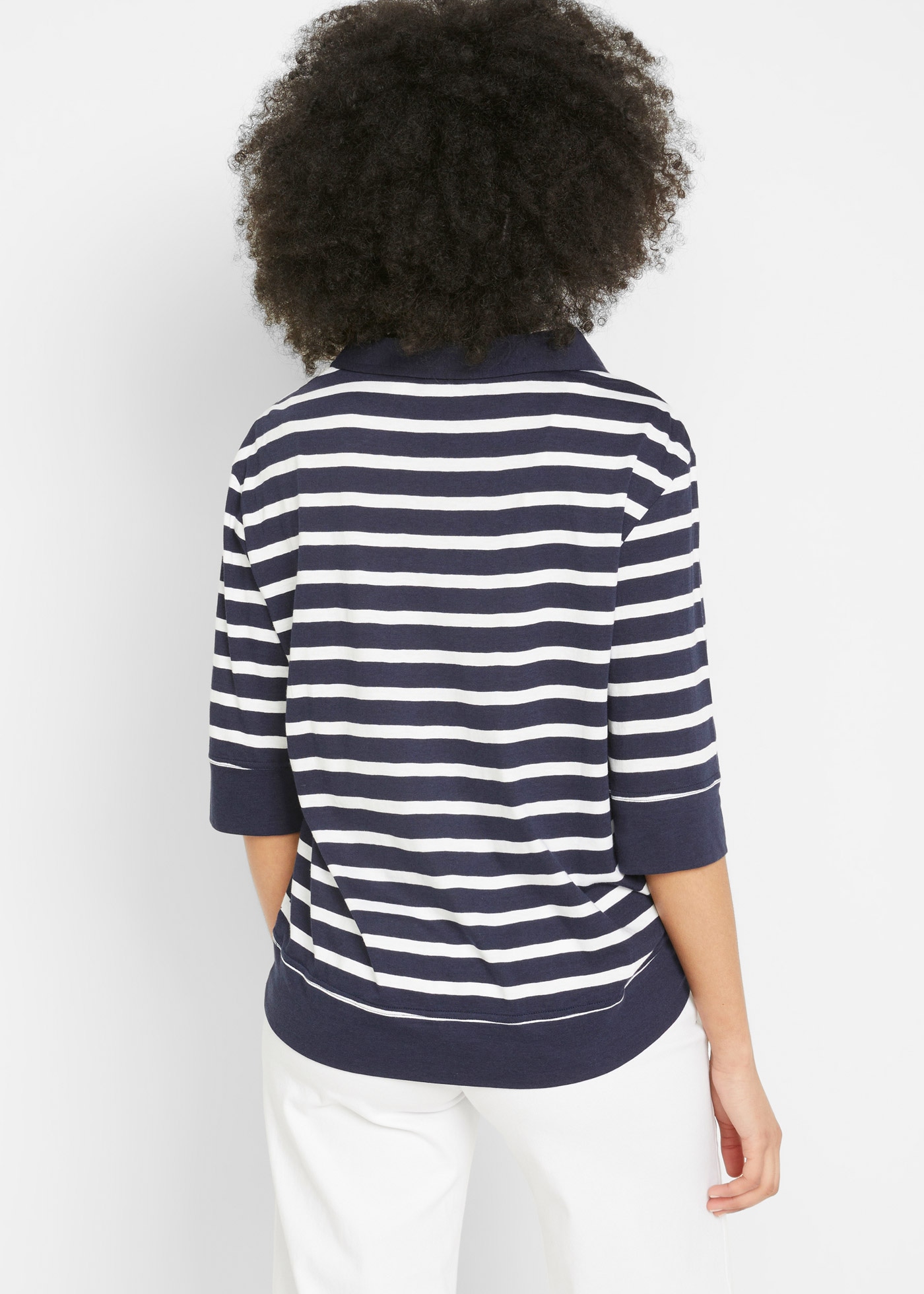 bonprix Polo 2 cuis Oversize Passform, mit Halbarm, gestreiftes Design