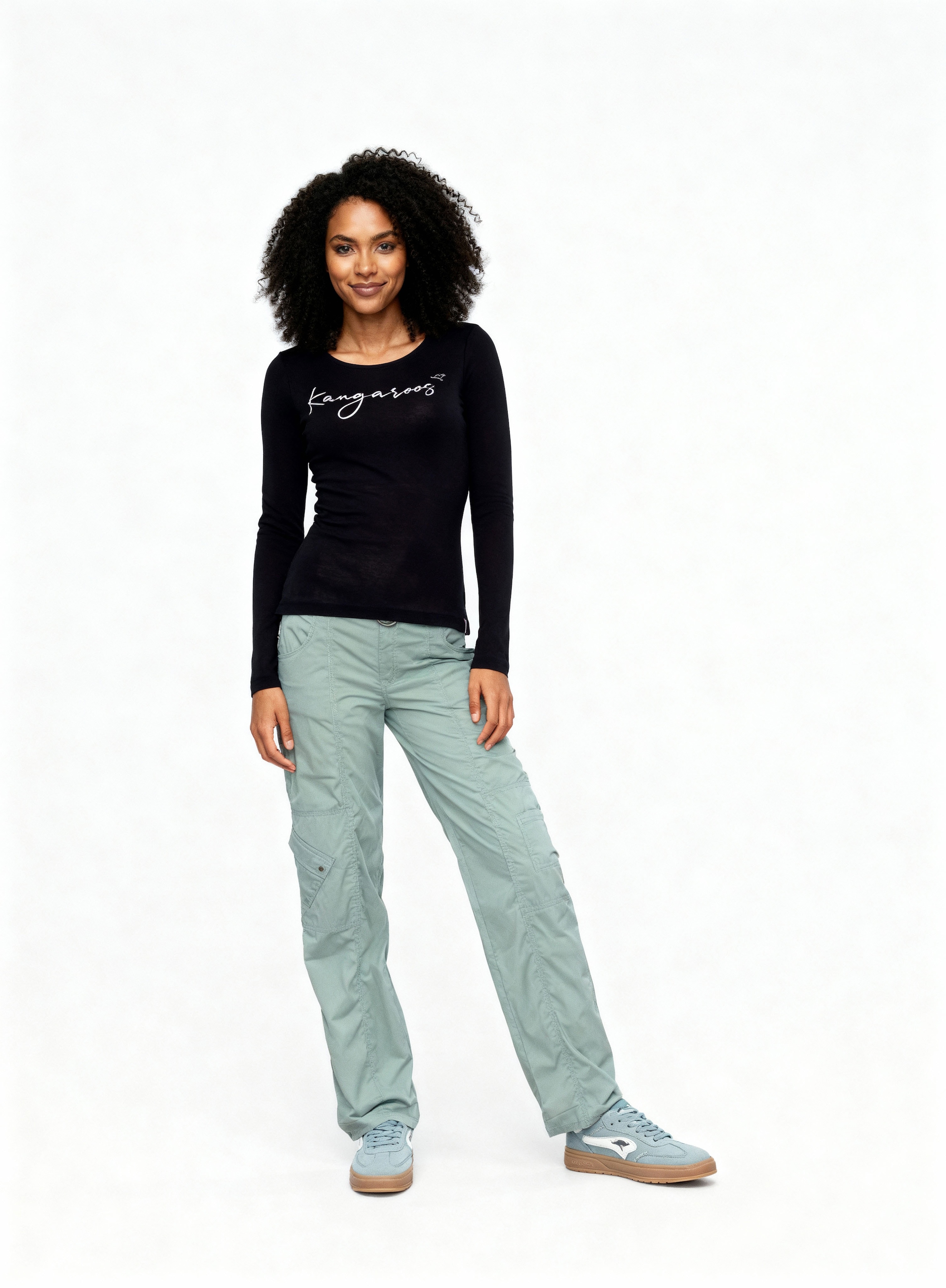 KangaROOS T-shirt à manches longues Langarm,  sehr figurbetont,  aus Rippware,  aus 100% Baumwolle