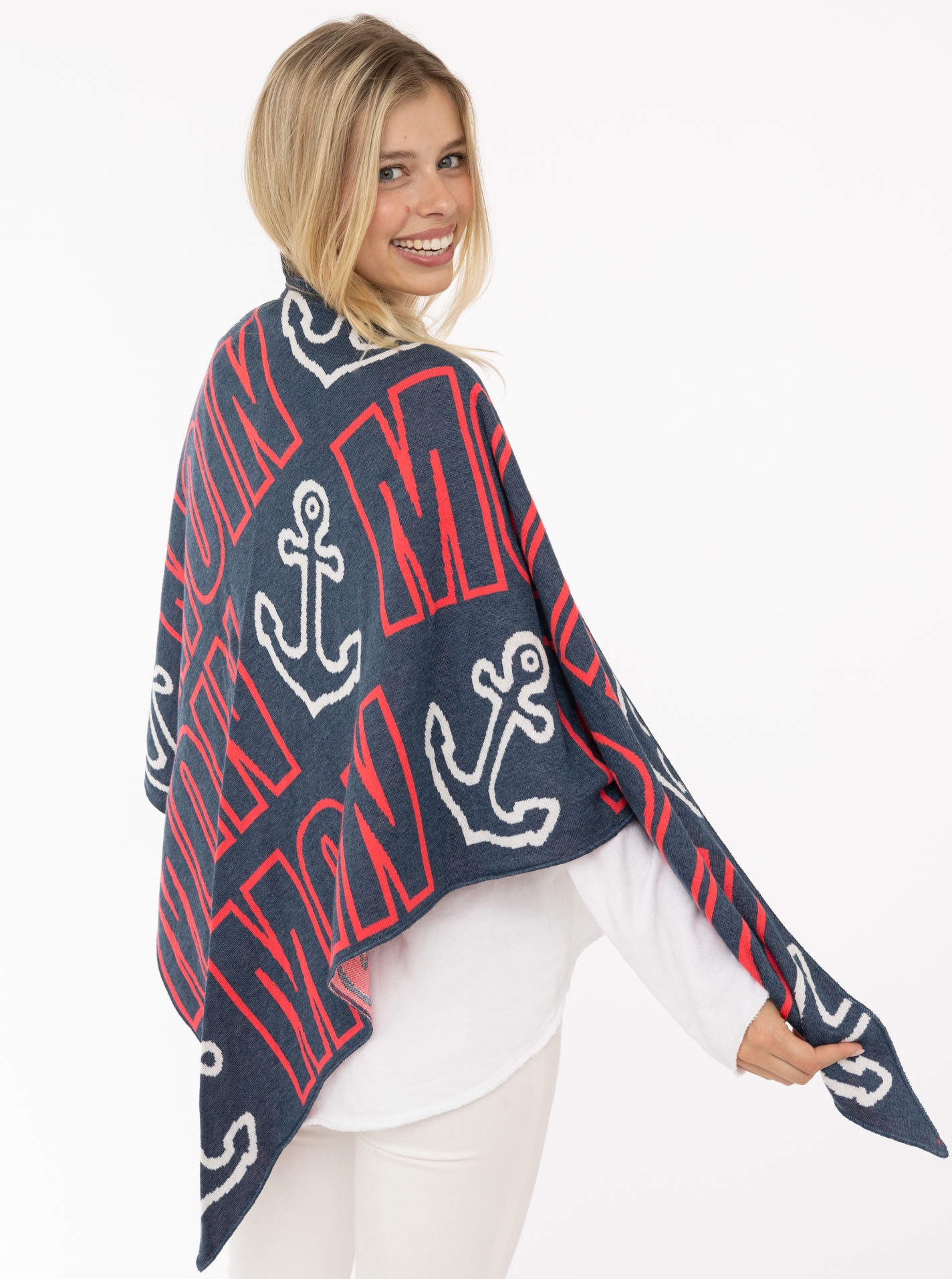 Zwillingsherz Foulard de mode »"Anker Moin"« Küstenfeeling, Baumwollmischung, Feinstrick, Schriftzug, maritim