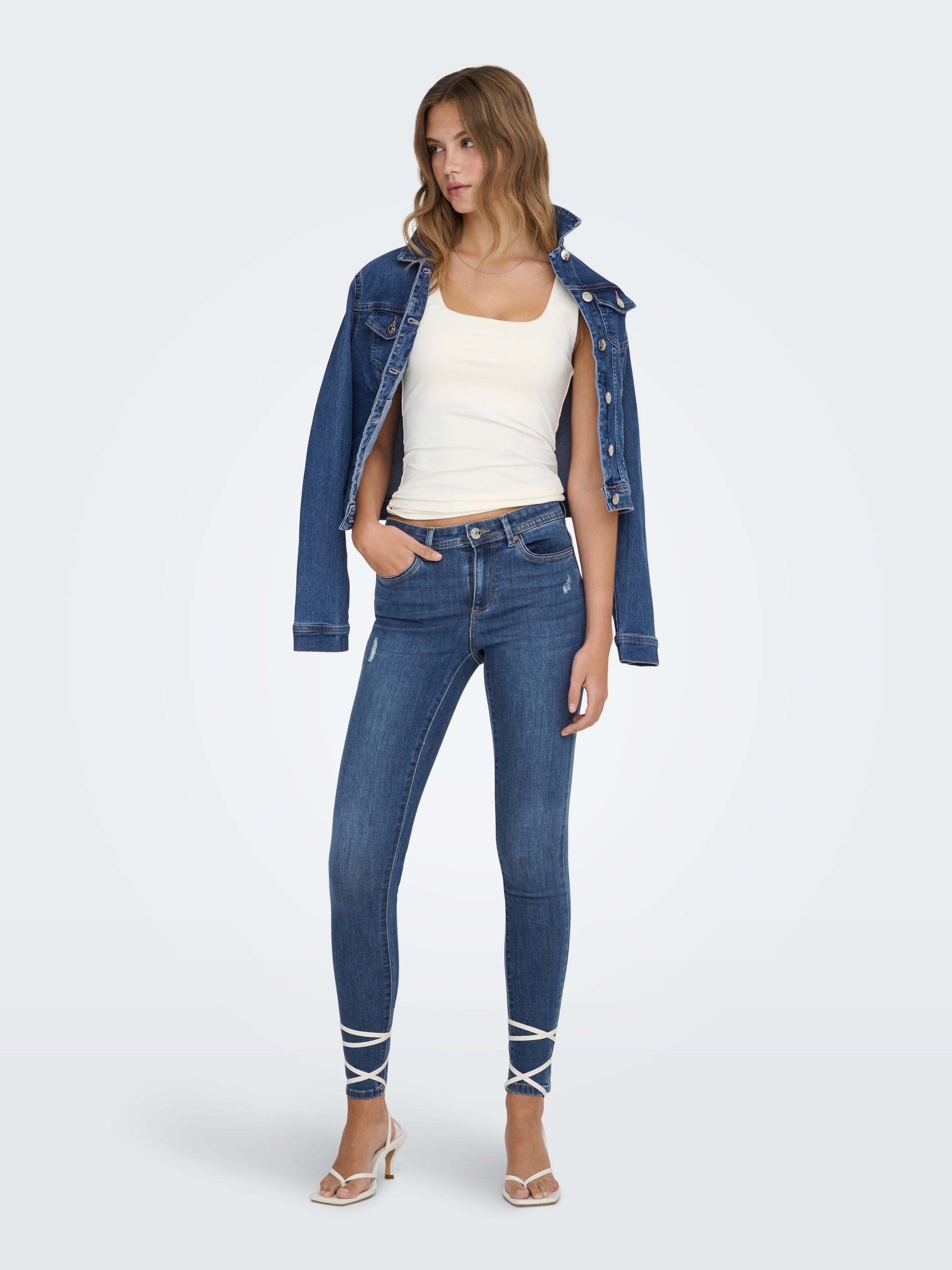 ONLY Skinny-fit-Jeans »ONLWAUW – Skinny-Jeans mit Destroyed-Effekt und Stretch« skinny fit, modisch, Denim, Baumwollmischung
