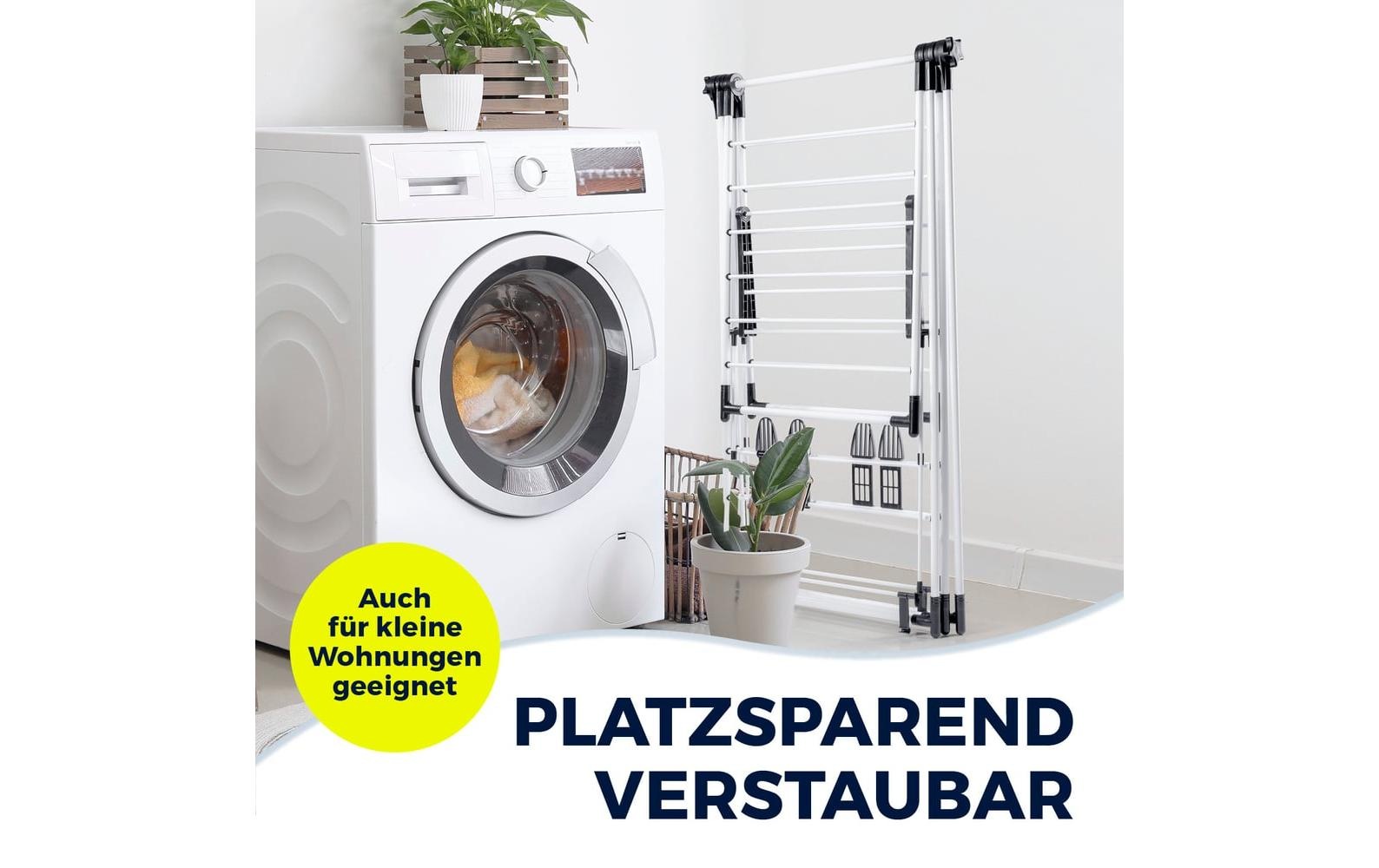 EASYmaxx Séchoir à linge »mit Kleiderstange 2 m« Wäscheständer 38 x 61 x 200 cm schwarz/weiss, klappbar