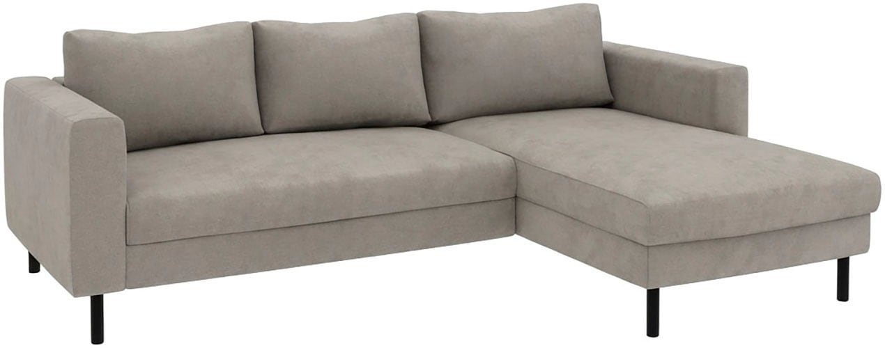 TRENDMANUFAKTUR Ecksofa »Amazing II, wahlw. mit Schlaffunktion & Bettkasten, Fuss schwarz« Recamiere beidseitig montierbar, L-Form,in Cord o. Struktur, B: 232 cm