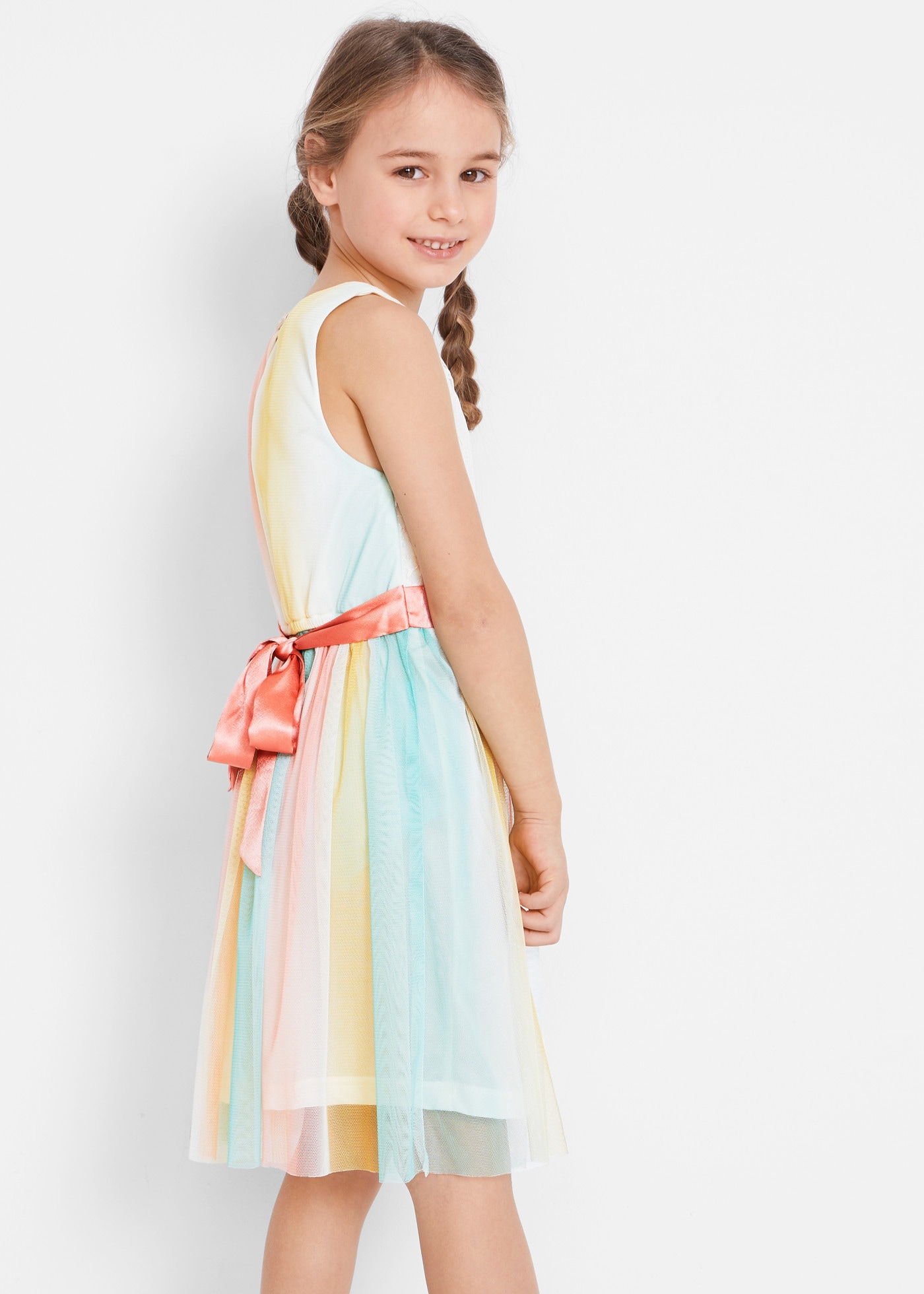 bonprix Robe midi style festif, haut en dentelle, avec nœud à nouer dans le dos