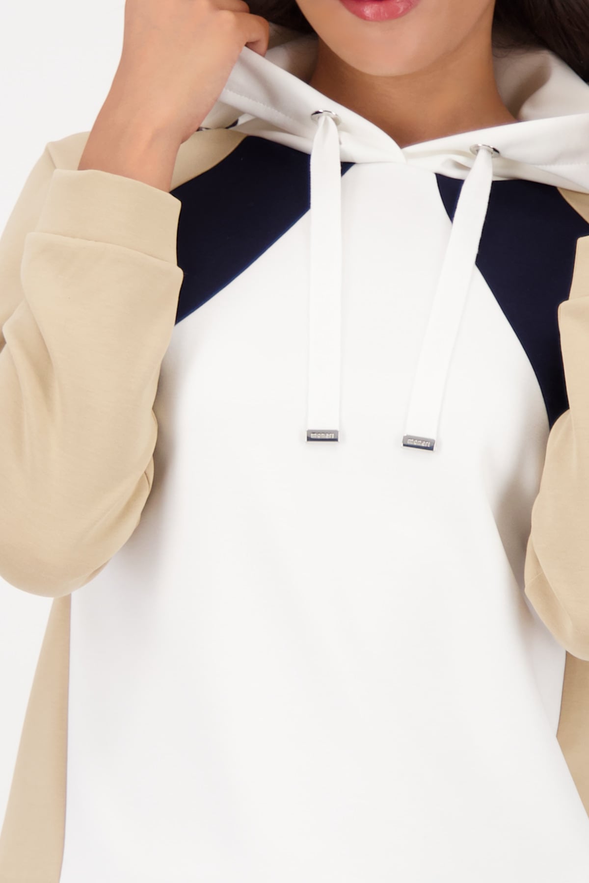 Monari Sweat à capuche »Sweatshirt Colorblock«, Regular fit mit Rundhalsausschnitt
