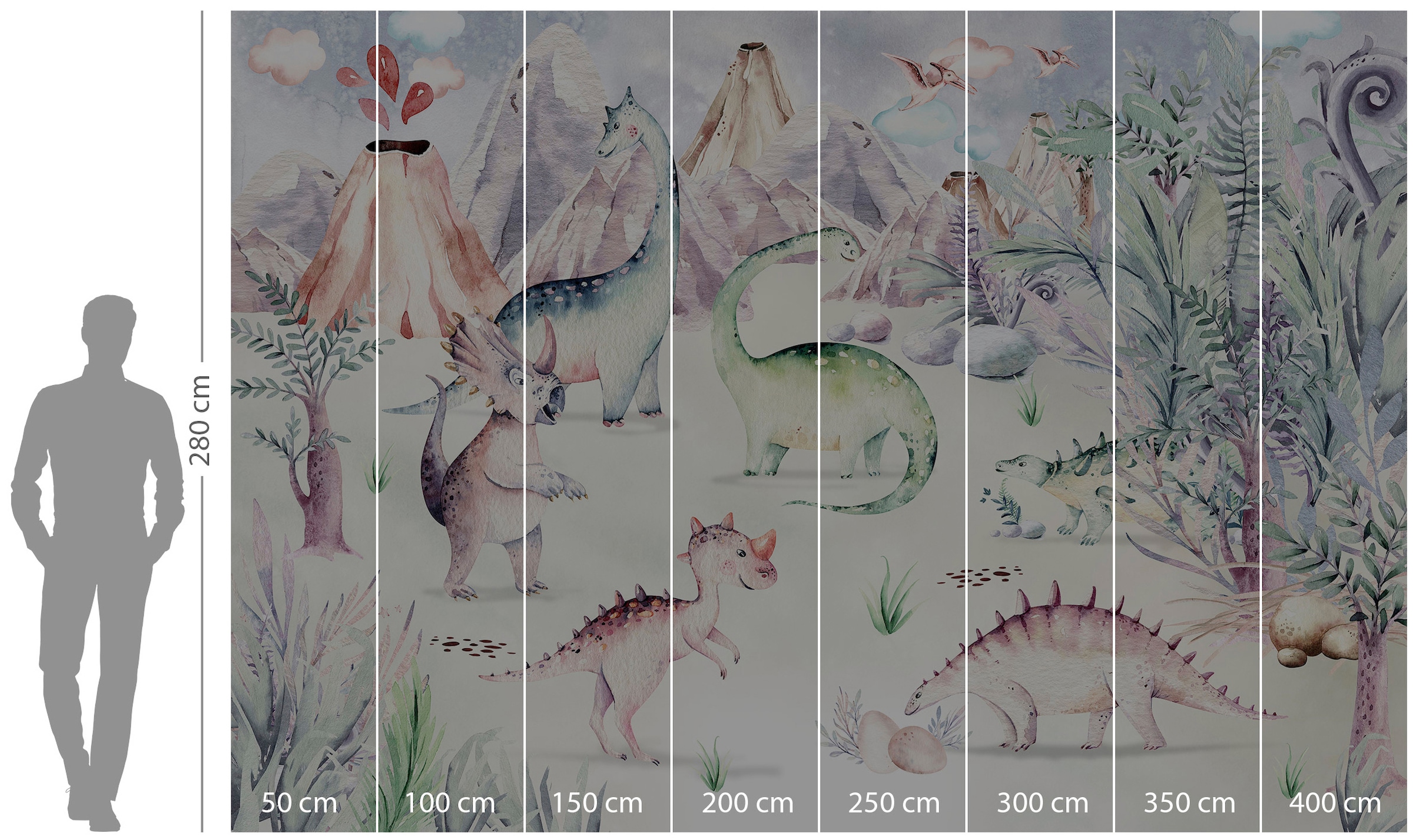 Komar Vliestapete »Digitaldruck Vlies -  Dino Playground - Grösse 400 x 280 cm« bedruckt glatt Kinderzimmer